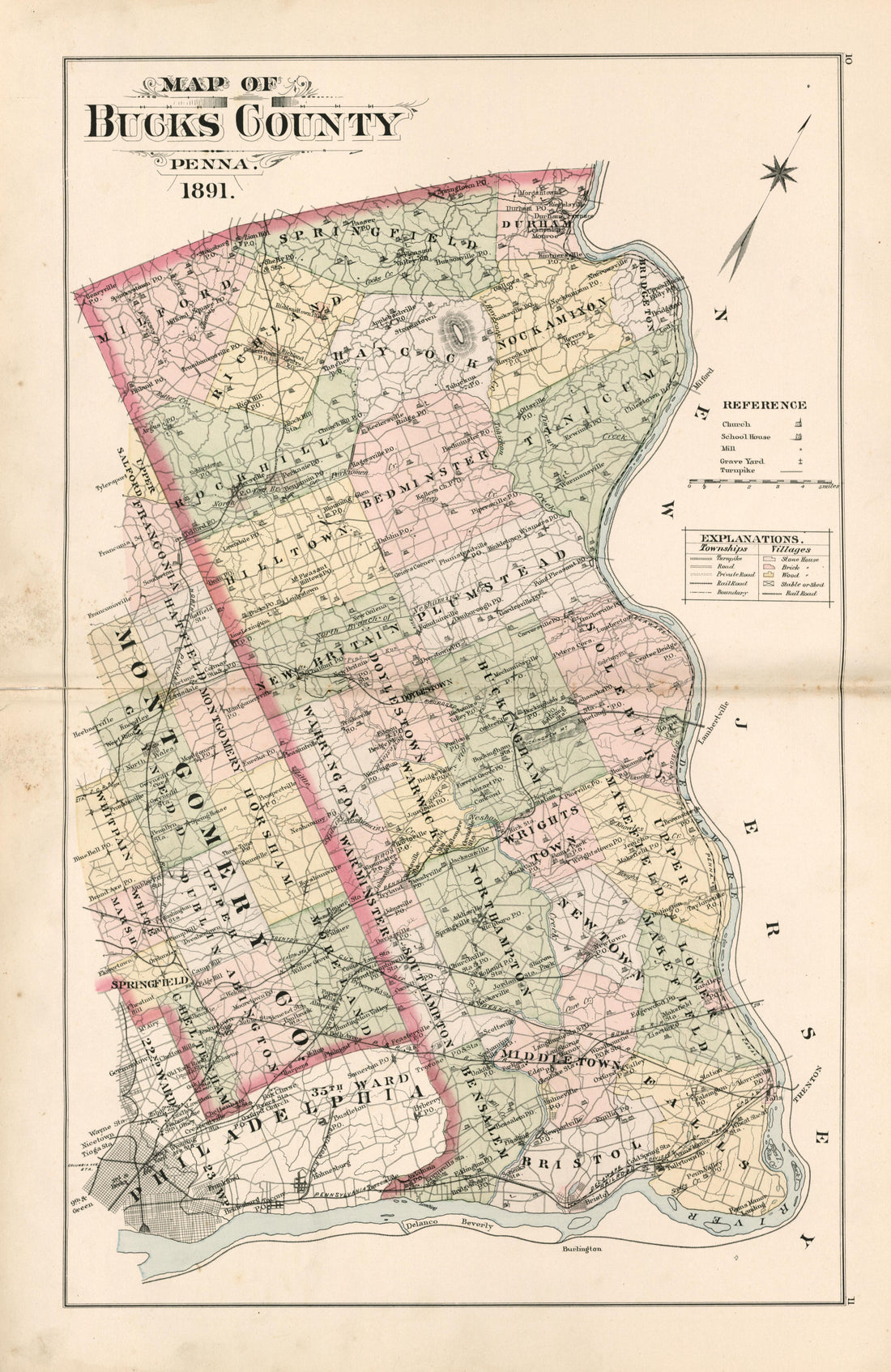 Map of Bucks County Pennsylvania. 1891. from Atlas of Bucks County, Pennsylvania by Relic Map Company