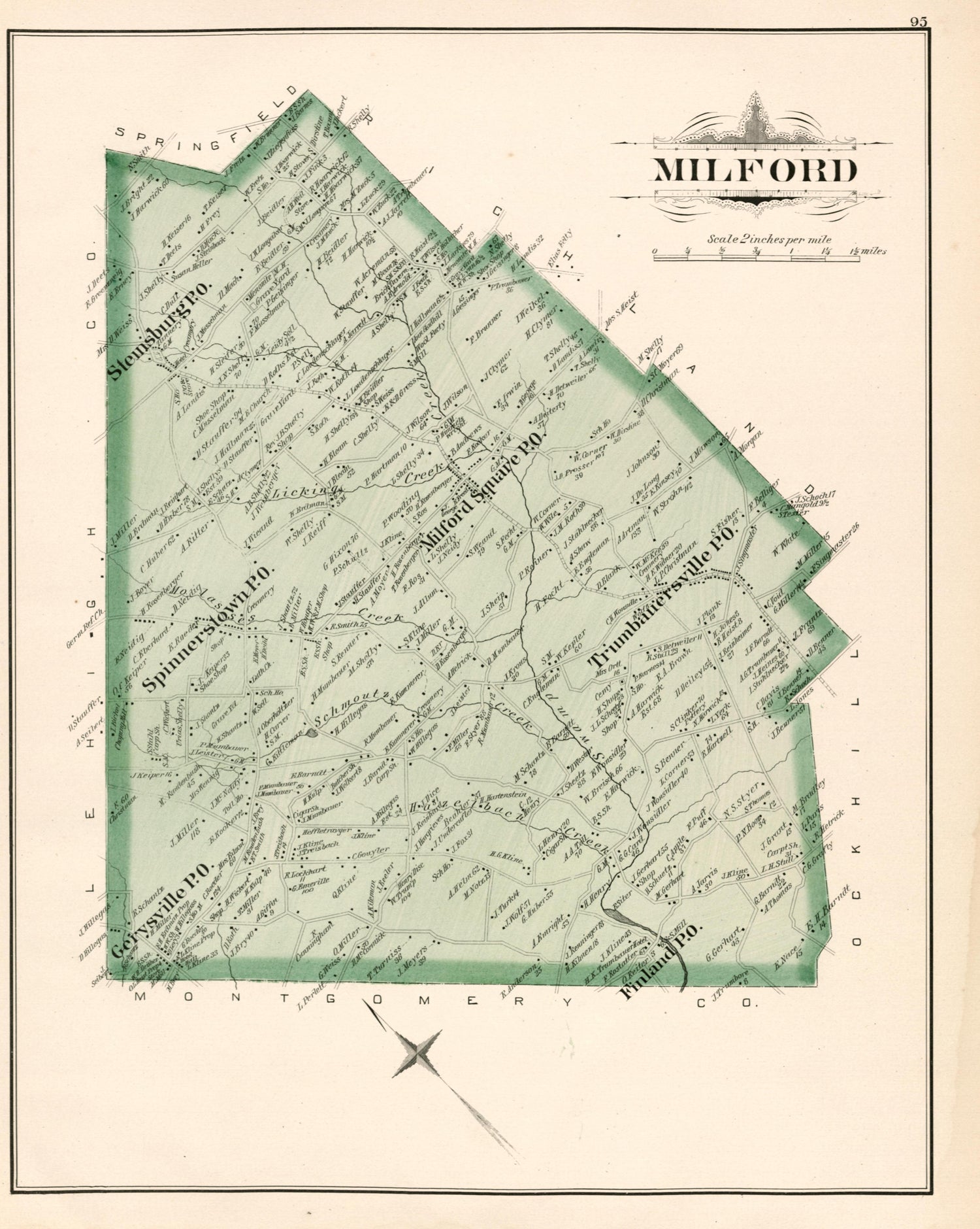 Milford from Atlas of Bucks County, Pennsylvania 1891 by Relic Map Company