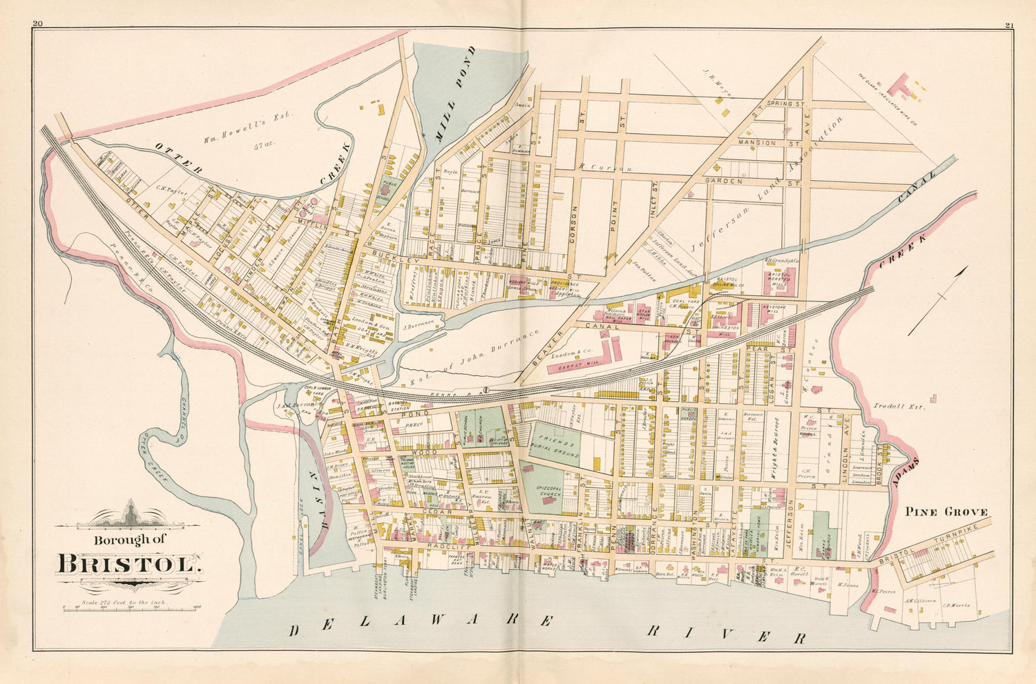 Borough of Bristol from Atlas of Bucks County, Pennsylvania 1891 by Relic Map Company