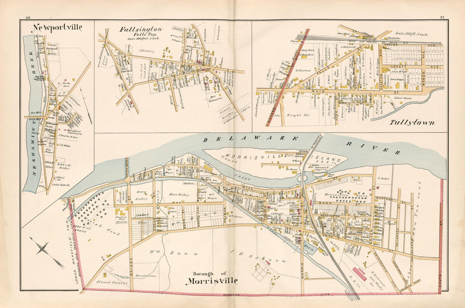 Borough of Morrisville from Atlas of Bucks County, Pennsylvania 1891 by Relic Map Company