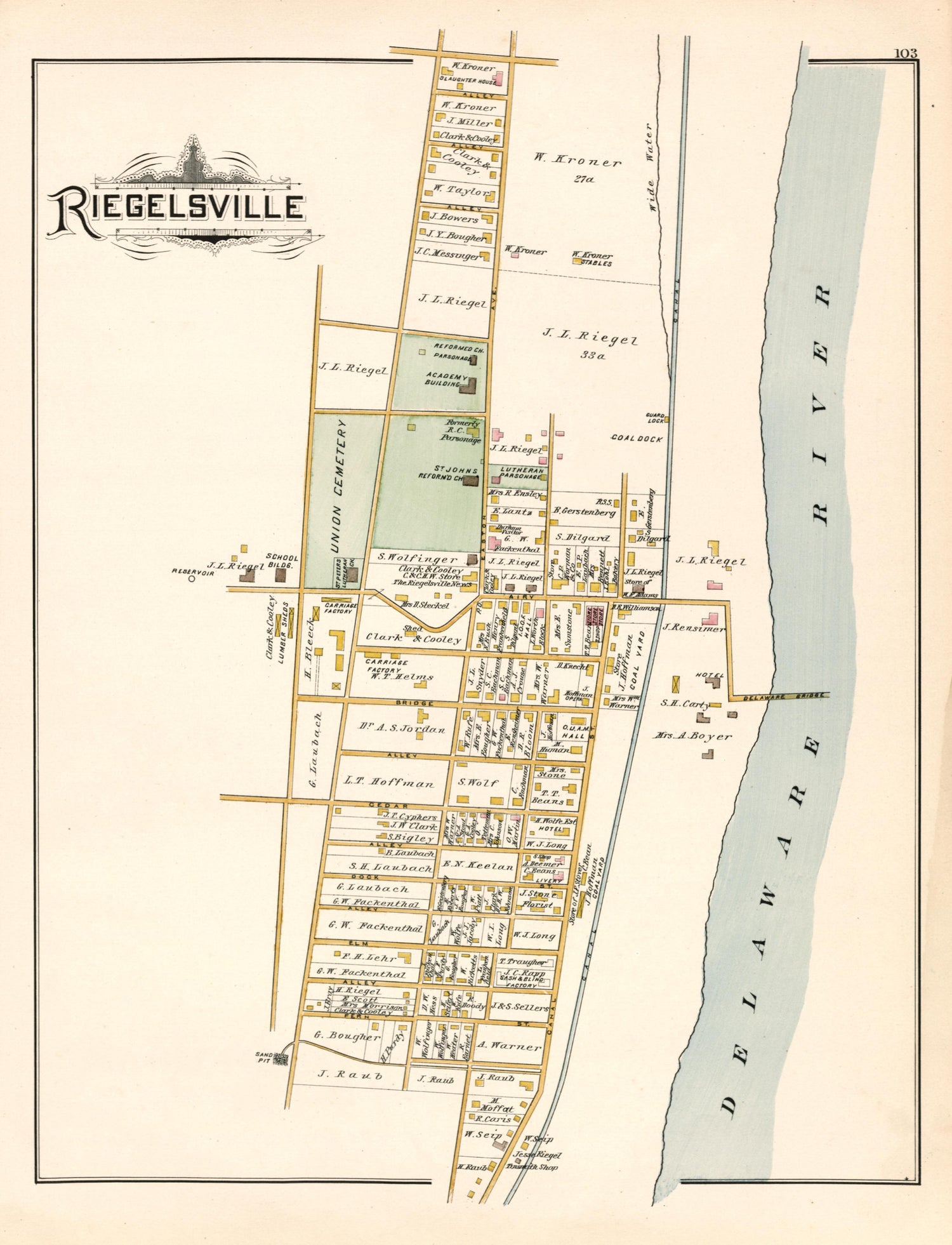 Riegelsville from Atlas of Bucks County, Pennsylvania 1891 by Relic Map Company