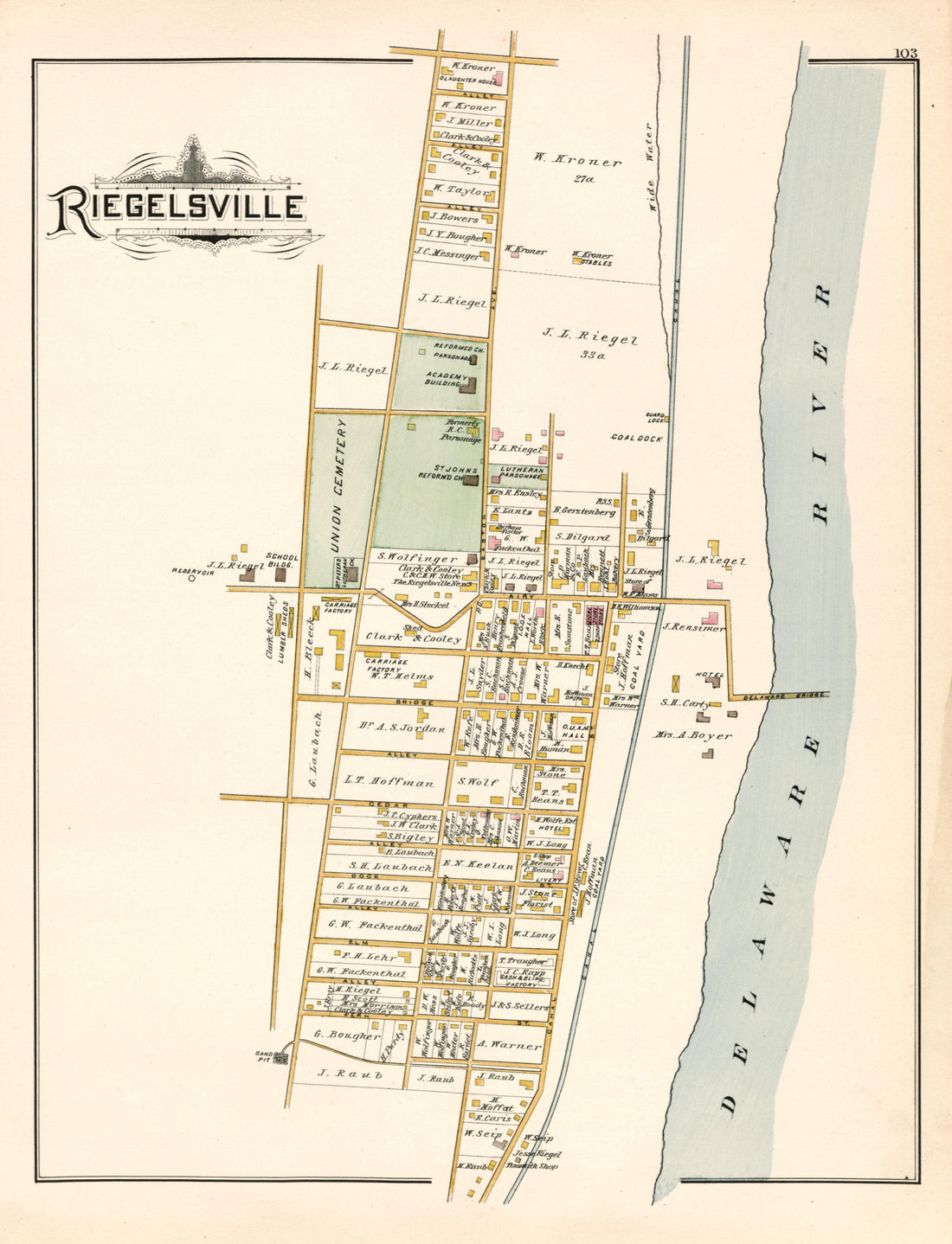 Riegelsville from Atlas of Bucks County, Pennsylvania 1891 by Relic Map Company