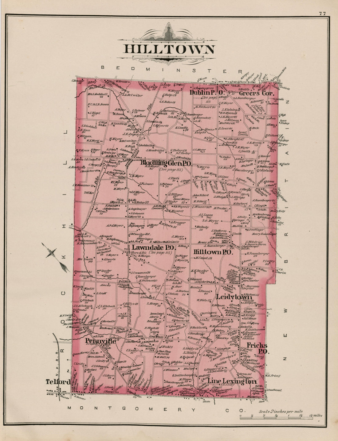 Hilltown from Atlas of Bucks County, Pennsylvania 1891 by Relic Map Company