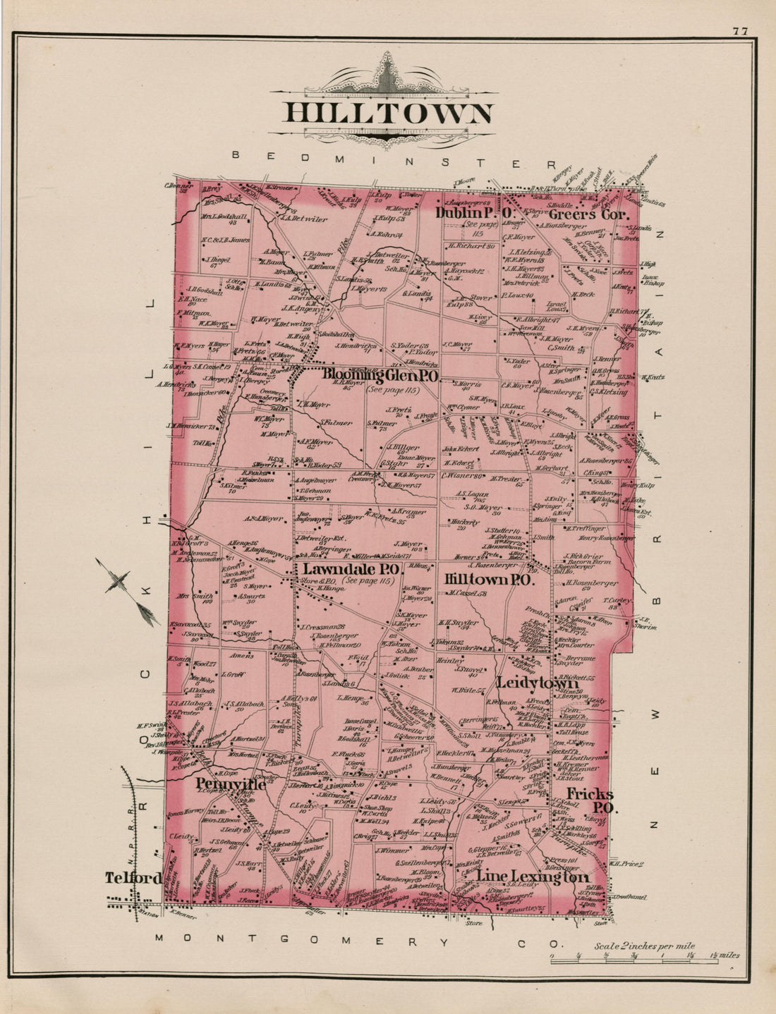 Hilltown from Atlas of Bucks County, Pennsylvania 1891 by Relic Map Company