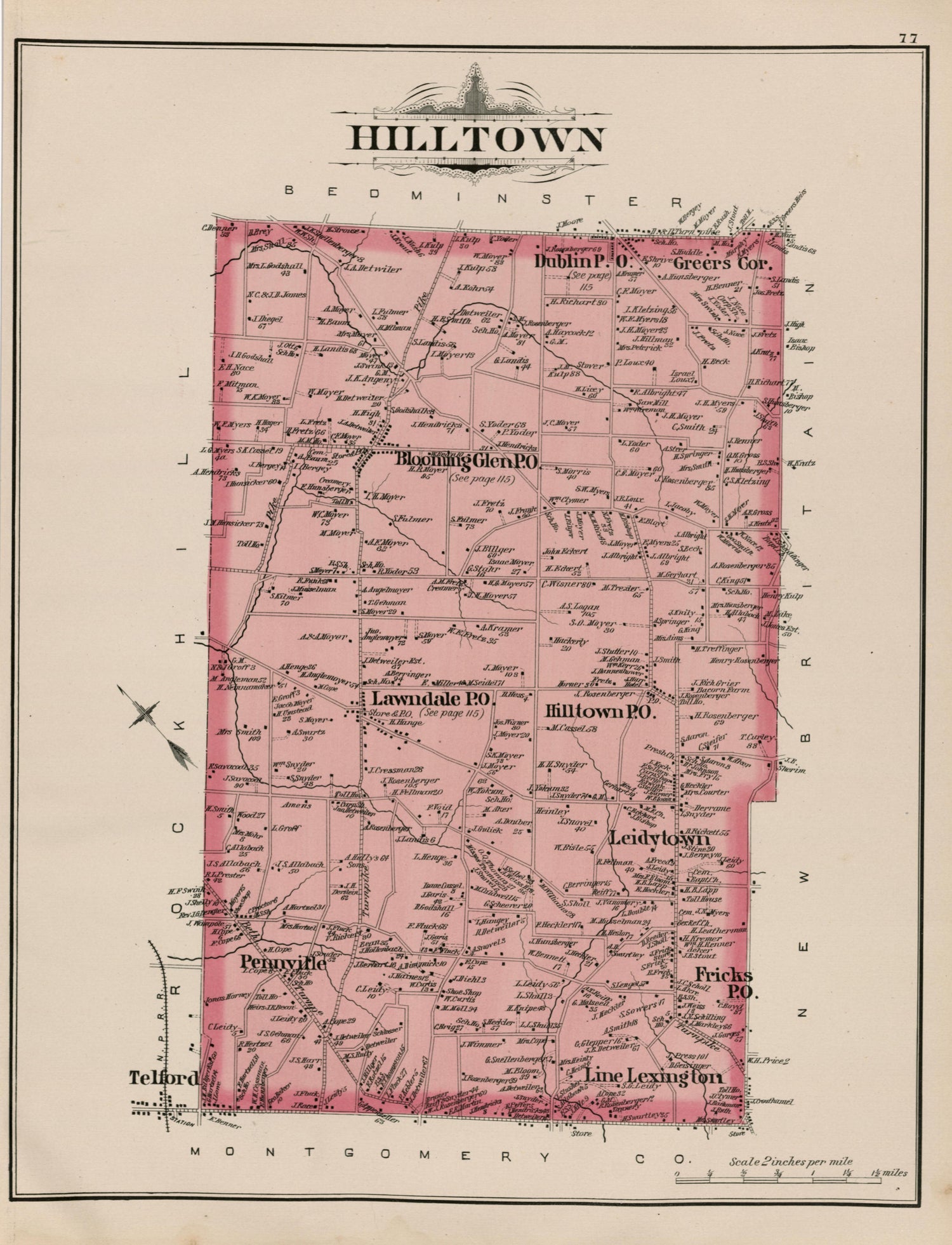 Hilltown from Atlas of Bucks County, Pennsylvania 1891 by Relic Map Company