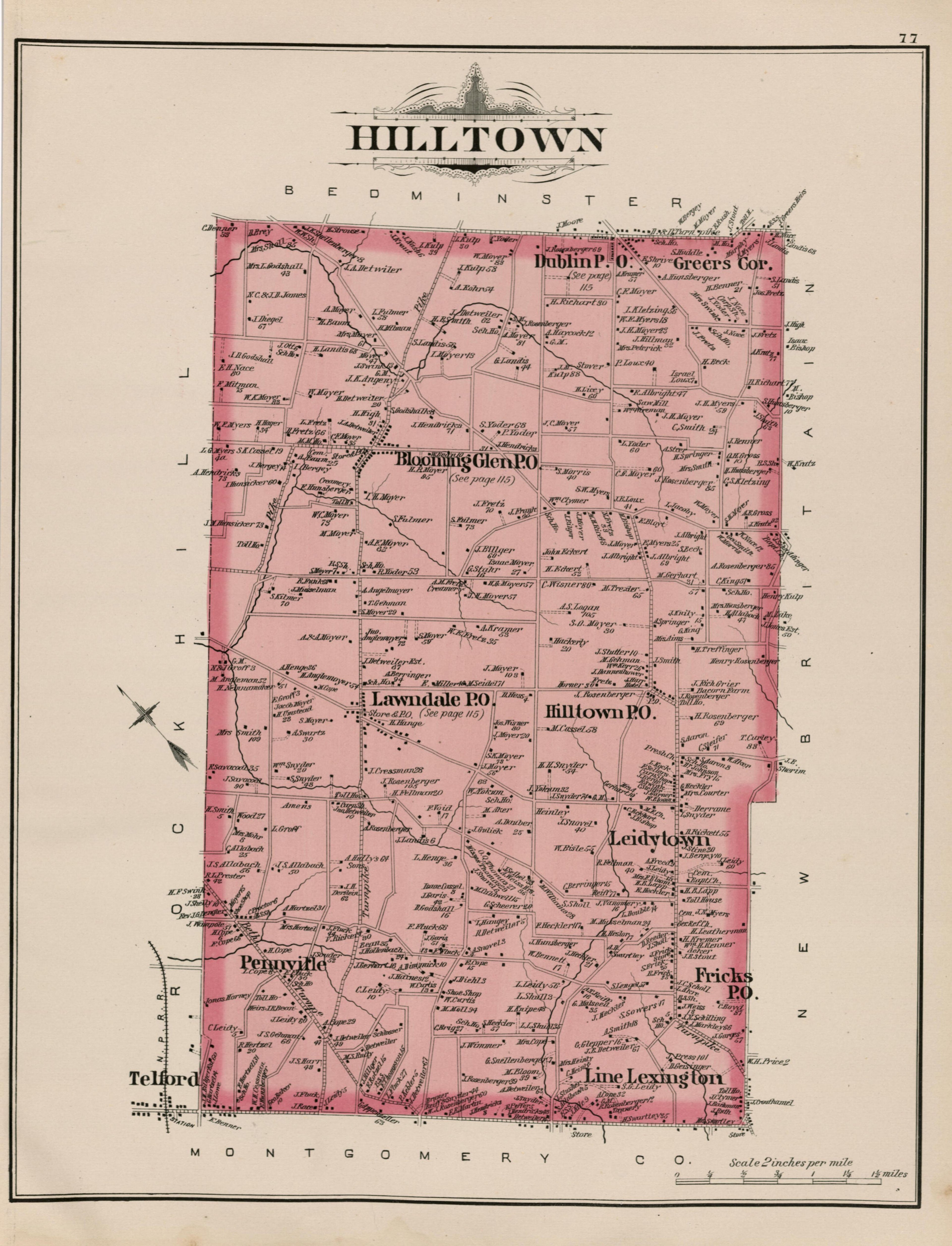 Hilltown from Atlas of Bucks County, Pennsylvania 1891 by Relic Map Company