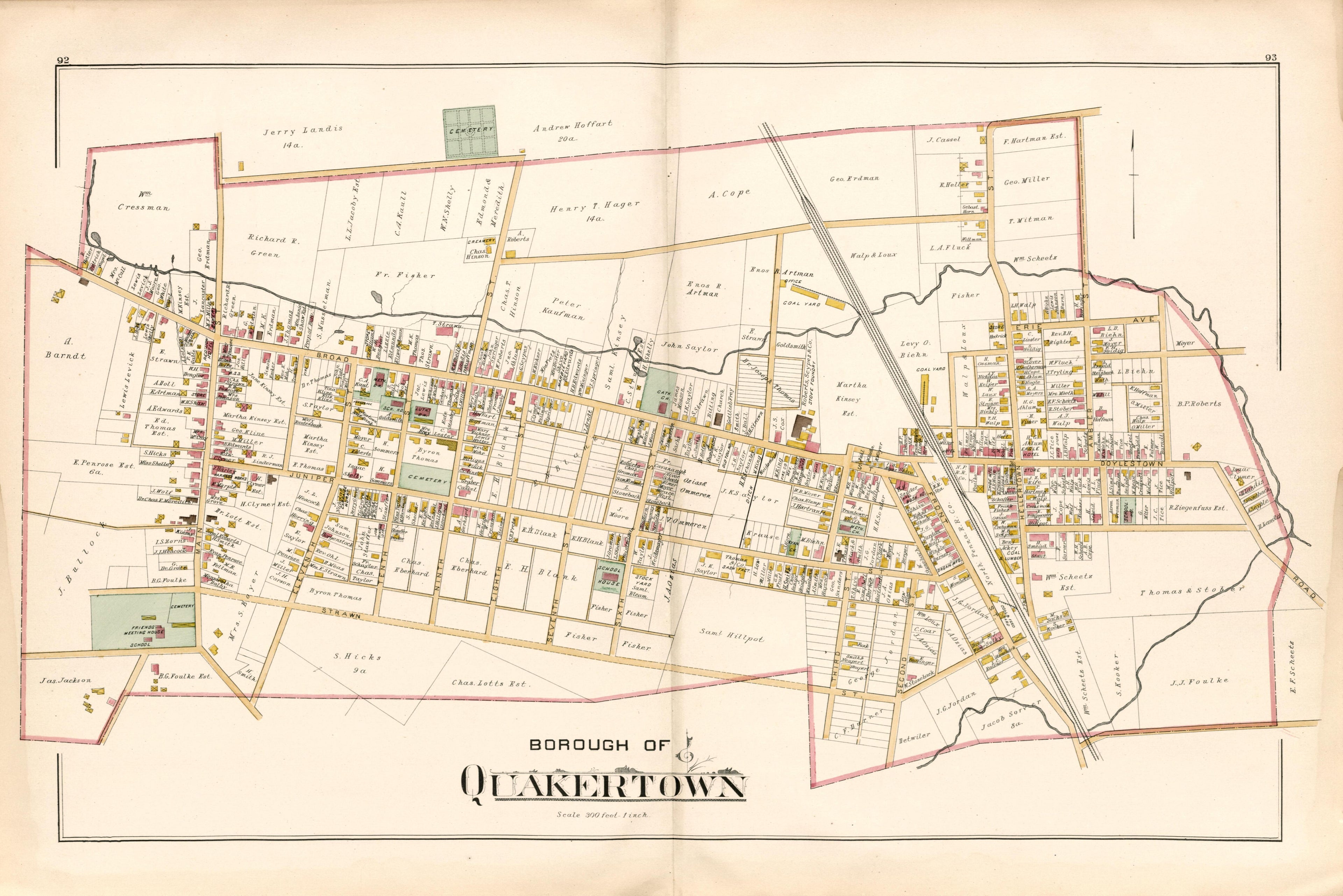 Borough of Quakertown from Atlas of Bucks County, Pennsylvania 1891 by Relic Map Company