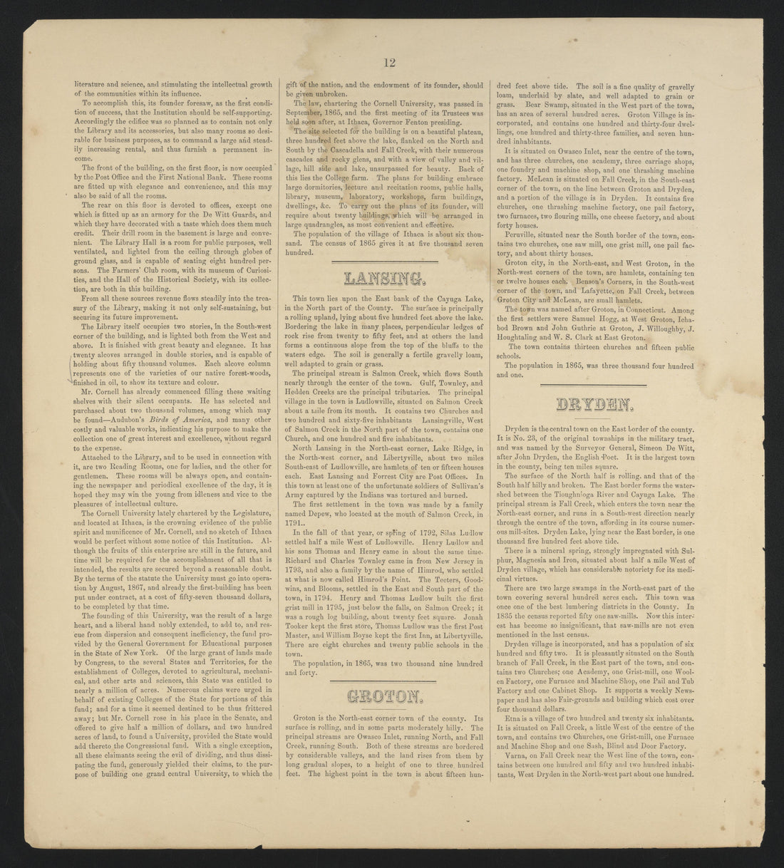 Image 12 of New Topographical Atlas of Tompkins County, New York from New Topographical Atlas of Tompkins County, New York : from Actual Surveys Especially for This Atlas 1866 by Relic Map Company