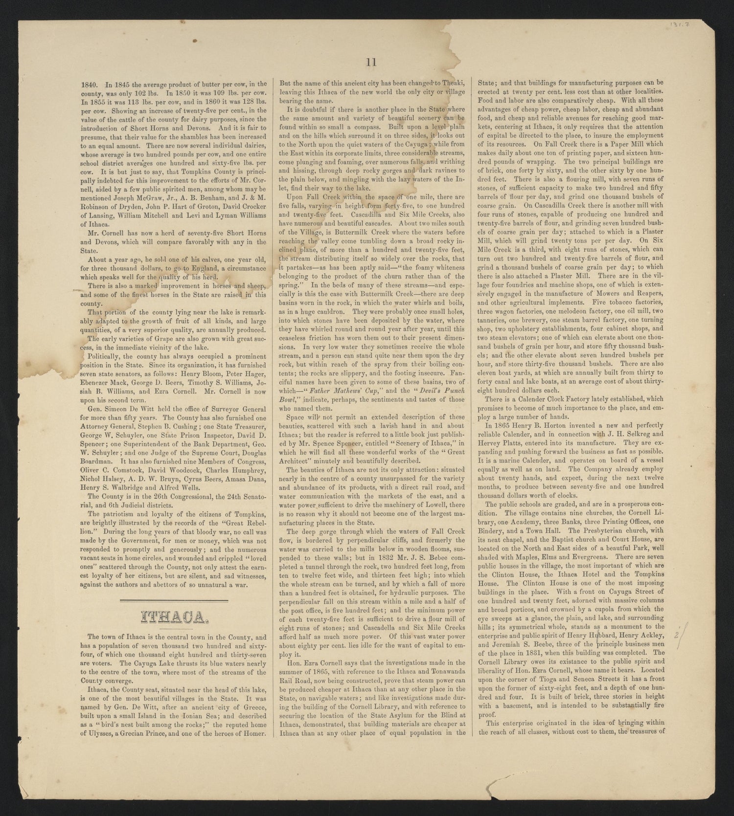 Image 11 of New Topographical Atlas of Tompkins County, New York from New Topographical Atlas of Tompkins County, New York : from Actual Surveys Especially for This Atlas 1866 by Relic Map Company