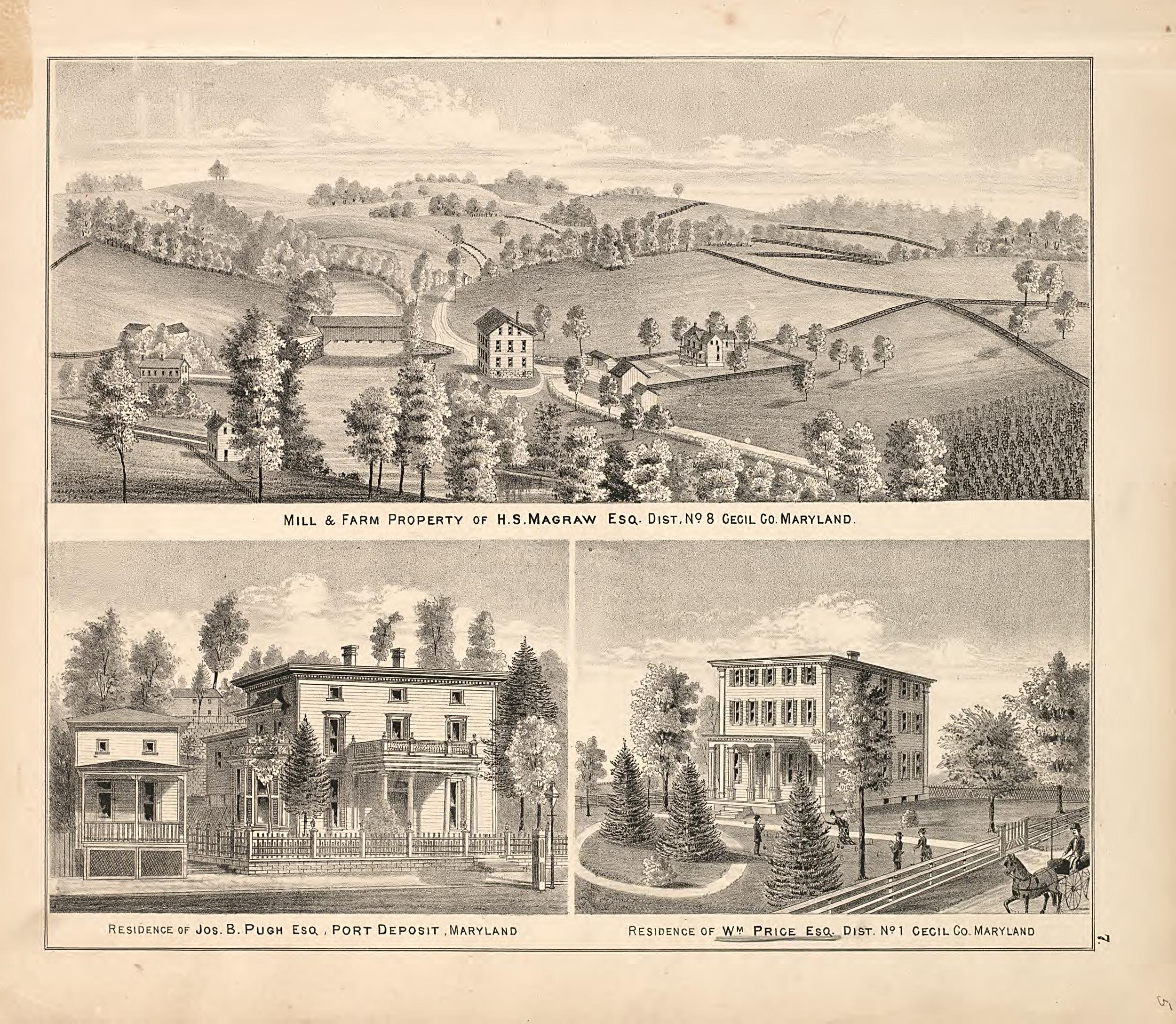 3 Views from an Illustrated Atlas of Cecil County, Maryland 1877 by Relic Map Company