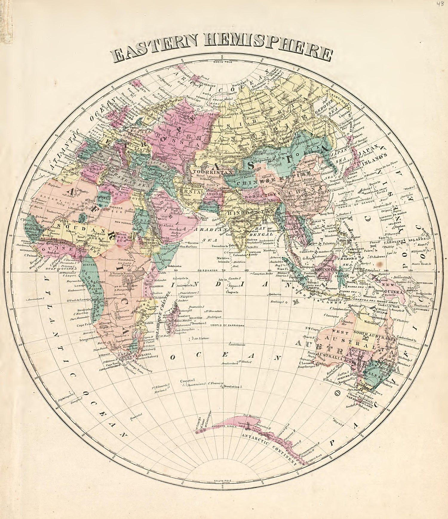 Eastern Hemisphere from an Illustrated Atlas of Cecil County, Maryland 1877 by Relic Map Company