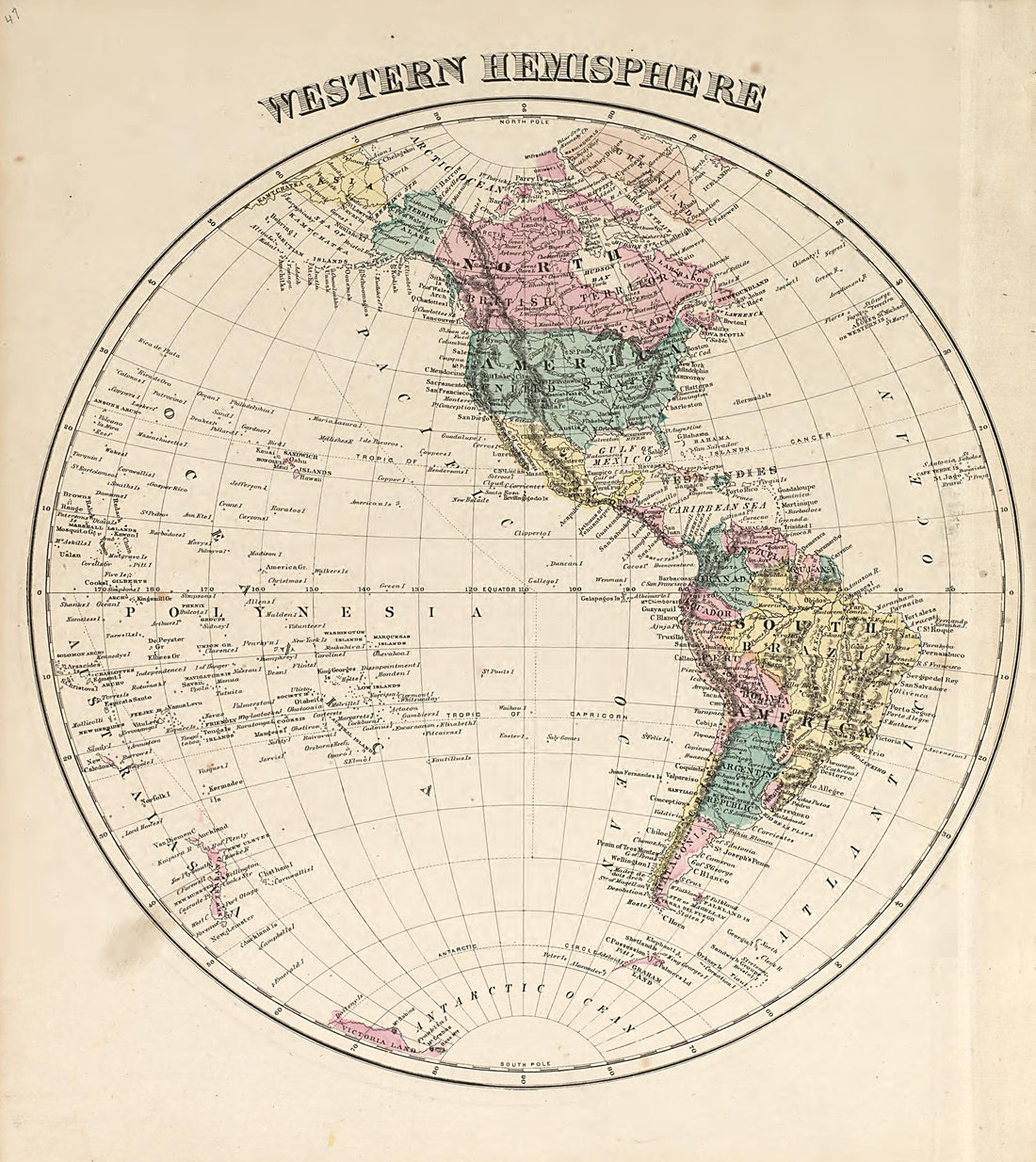 Western Hemisphere from an Illustrated Atlas of Cecil County, Maryland 1877 by Relic Map Company