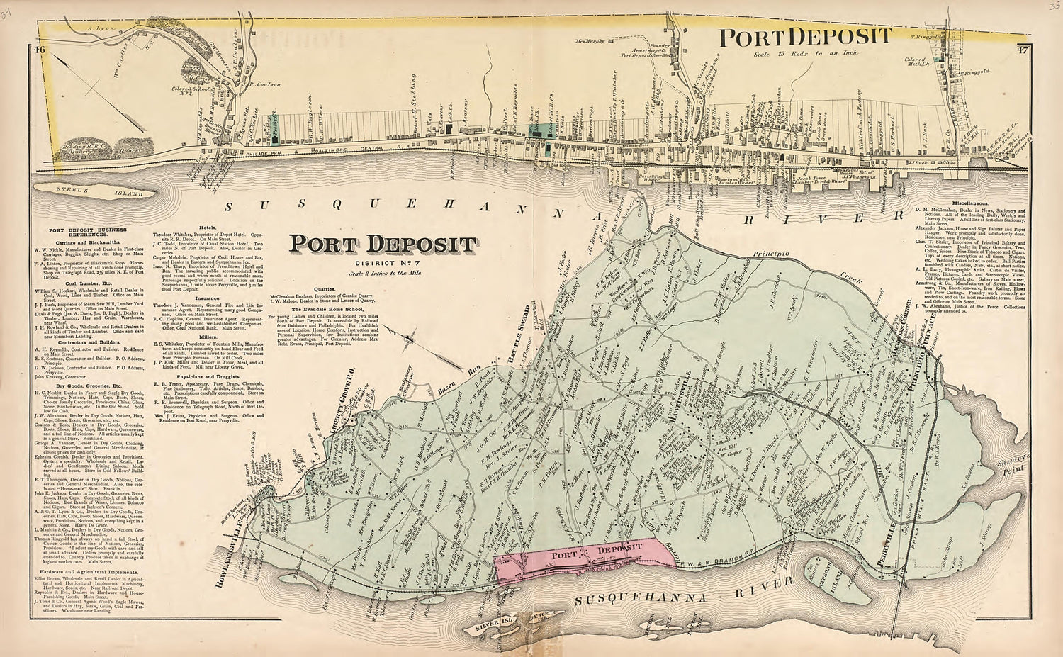 Port Deposit from an Illustrated Atlas of Cecil County, Maryland 1877 by Relic Map Company