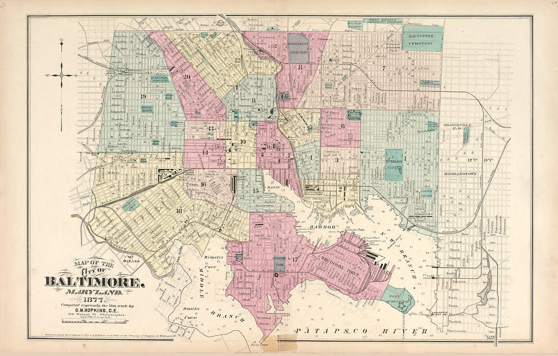 Baltimore from an Illustrated Atlas of Cecil County, Maryland 1877 by Relic Map Company