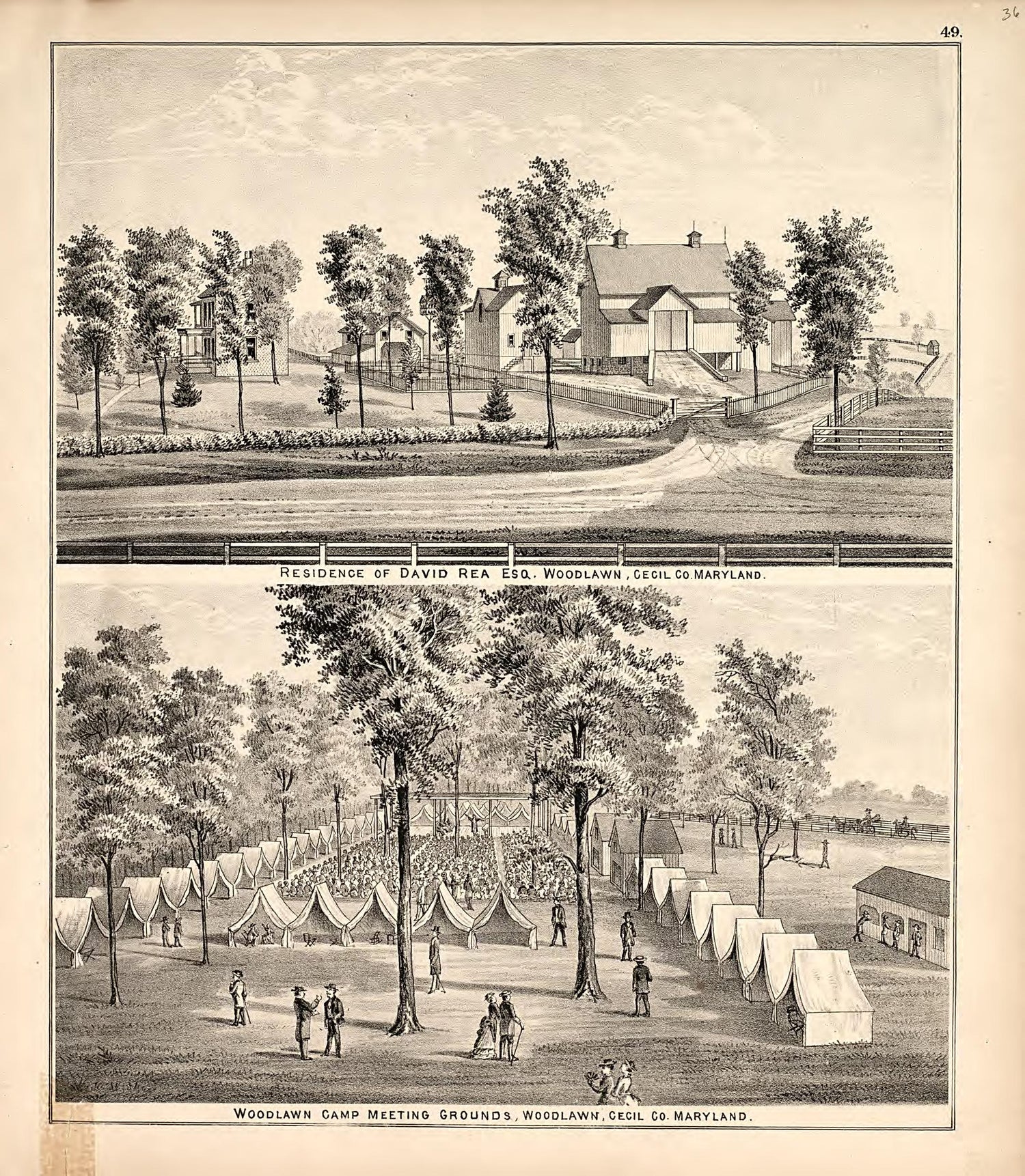 2 Views from an Illustrated Atlas of Cecil County, Maryland 1877 by Relic Map Company