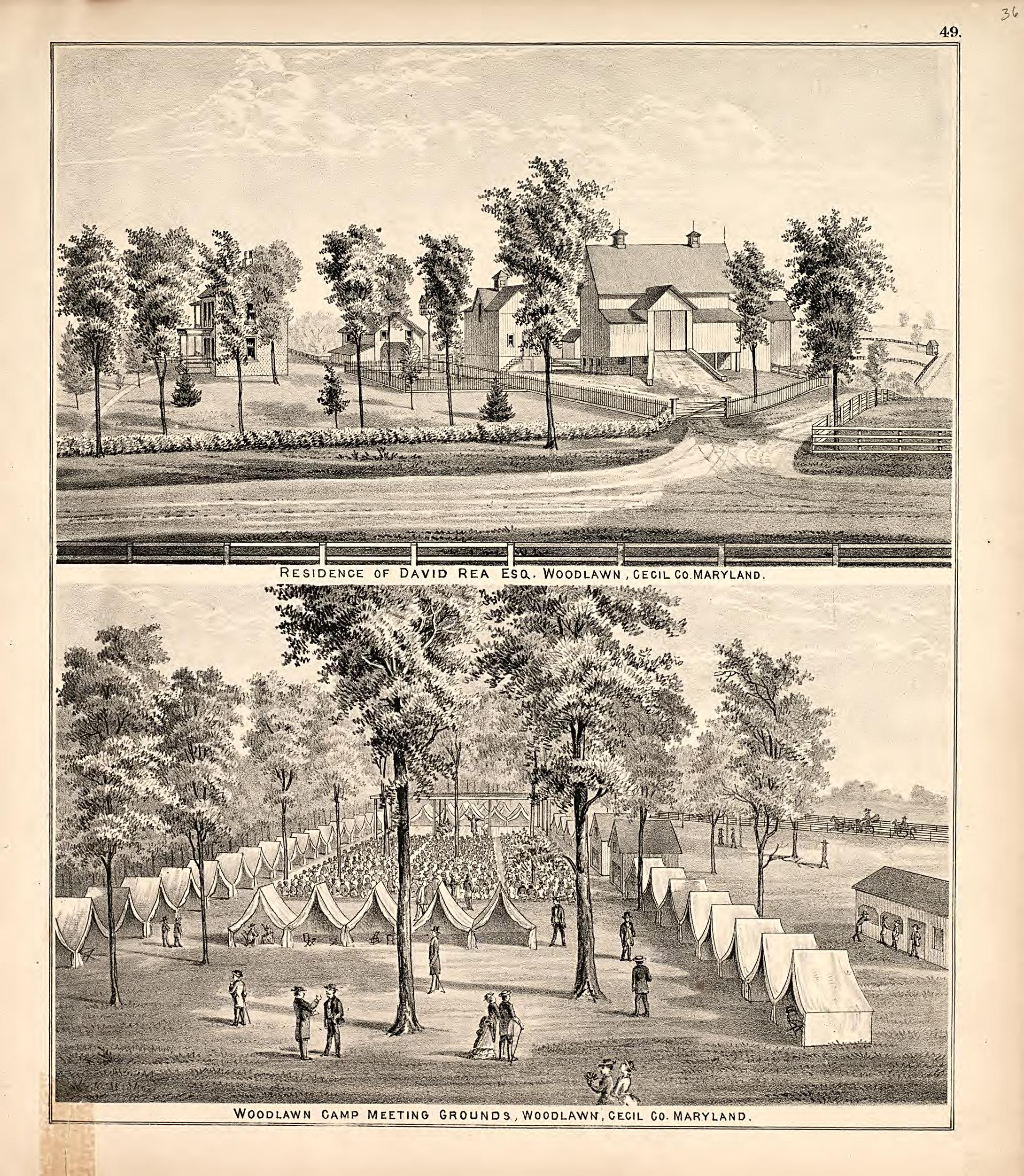 2 Views from an Illustrated Atlas of Cecil County, Maryland 1877 by Relic Map Company