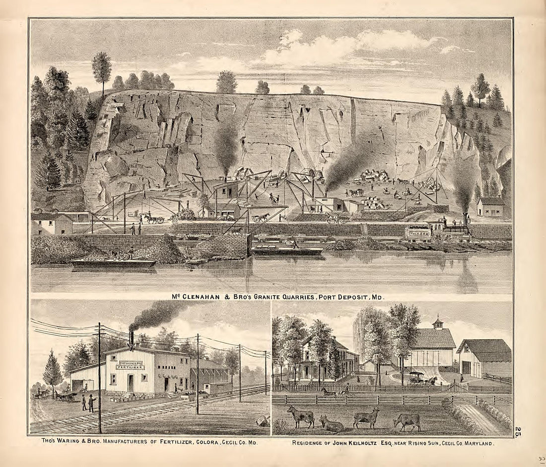 3 Views from an Illustrated Atlas of Cecil County, Maryland 1877 by Relic Map Company