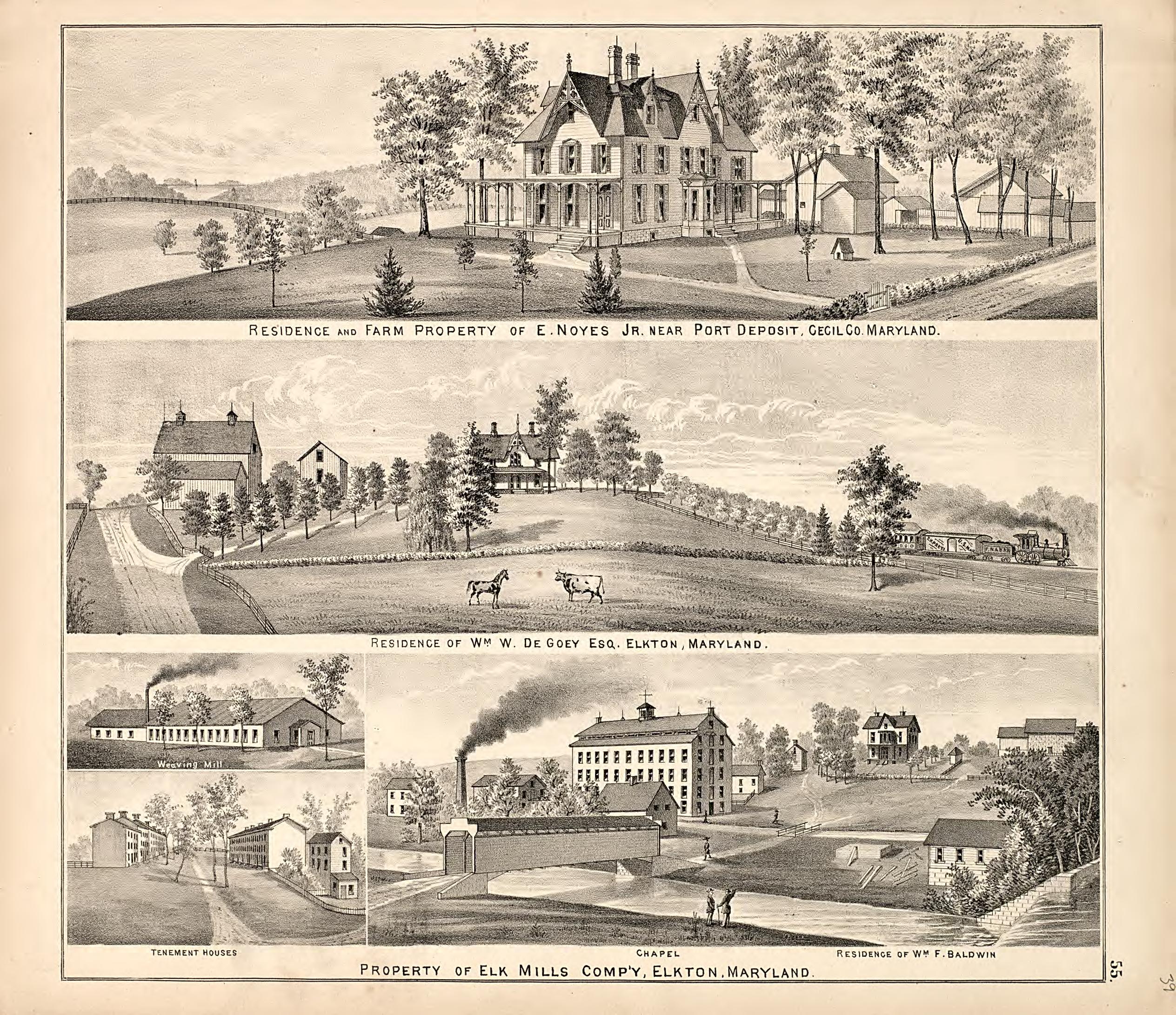 3 Views from an Illustrated Atlas of Cecil County, Maryland 1877 by Relic Map Company