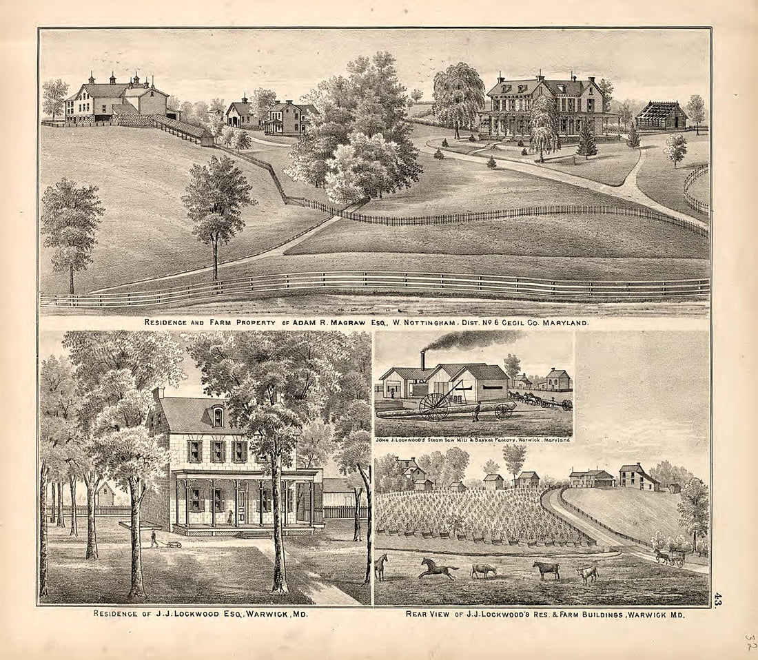 3 Views from an Illustrated Atlas of Cecil County, Maryland 1877 by Relic Map Company