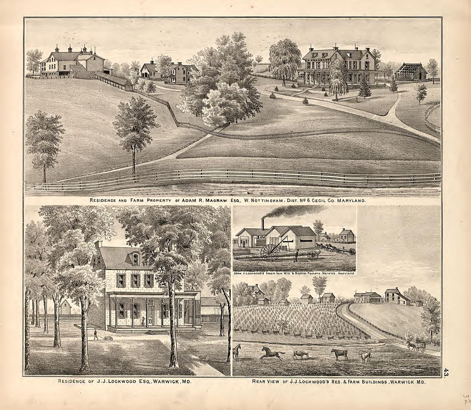 3 Views from an Illustrated Atlas of Cecil County, Maryland 1877 by Relic Map Company