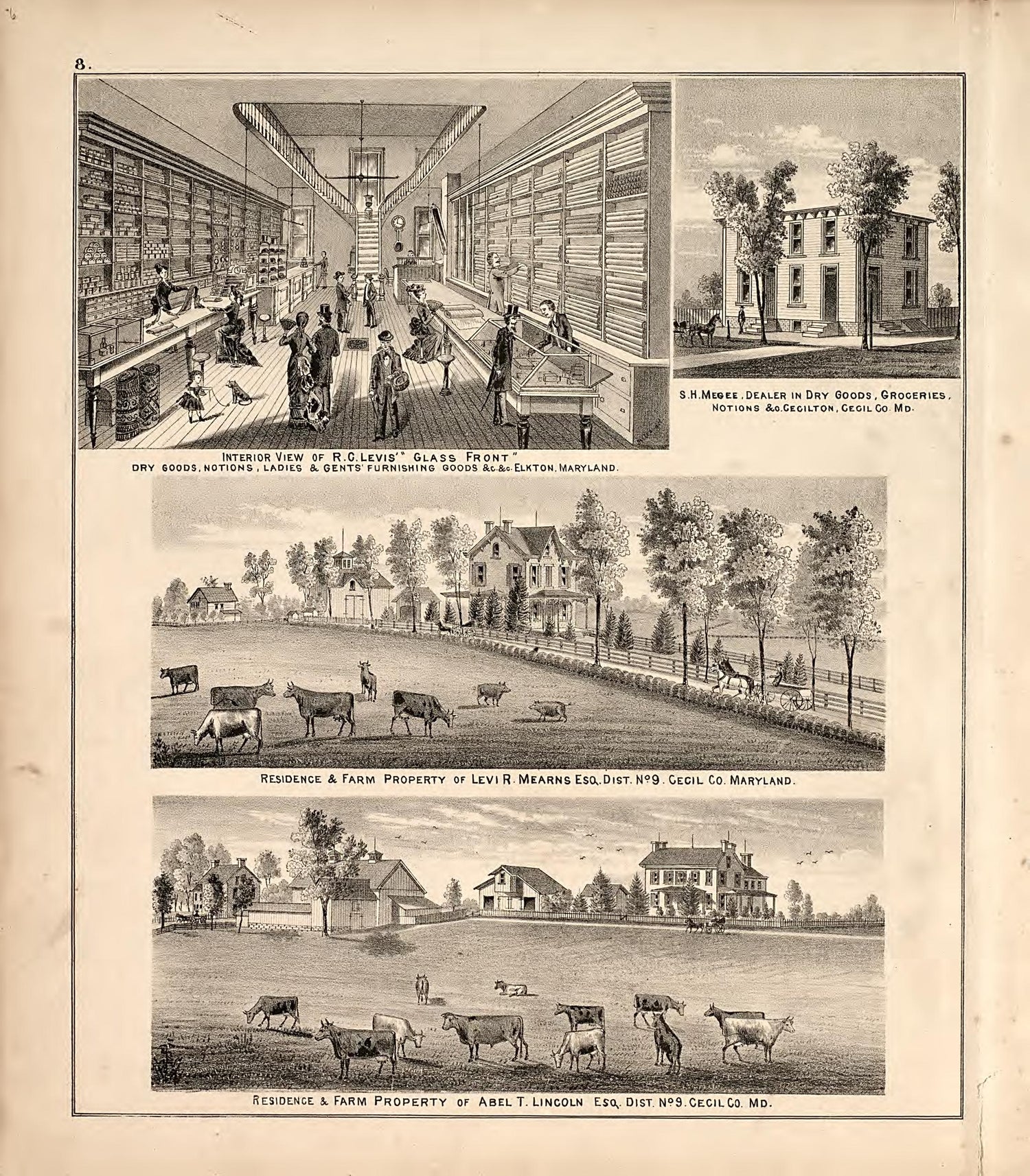 4 Views from an Illustrated Atlas of Cecil County, Maryland 1877 by Relic Map Company