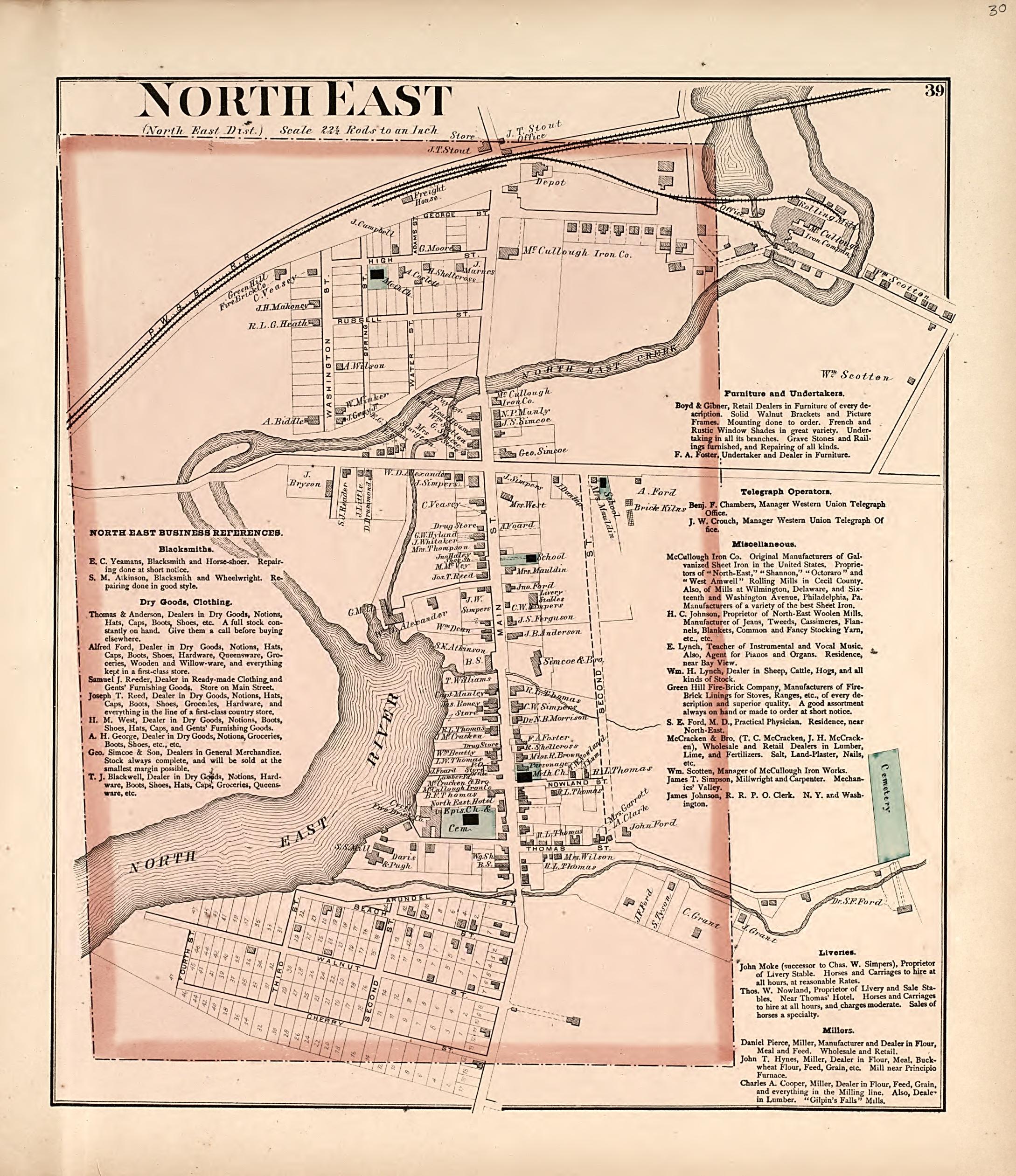 NorthEast from an Illustrated Atlas of Cecil County, Maryland 1877 by Relic Map Company