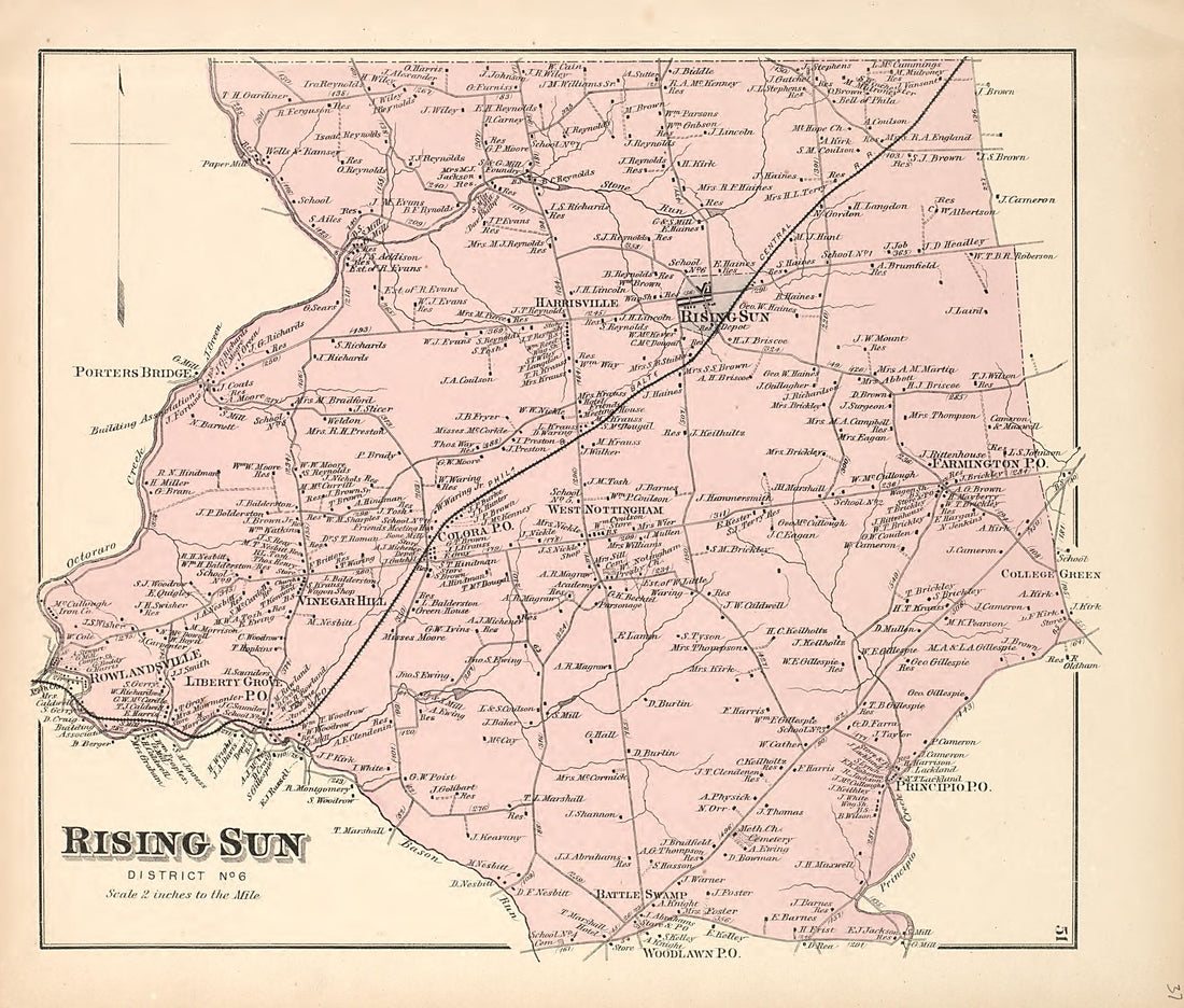 Rising Sun from an Illustrated Atlas of Cecil County, Maryland 1877 by Relic Map Company