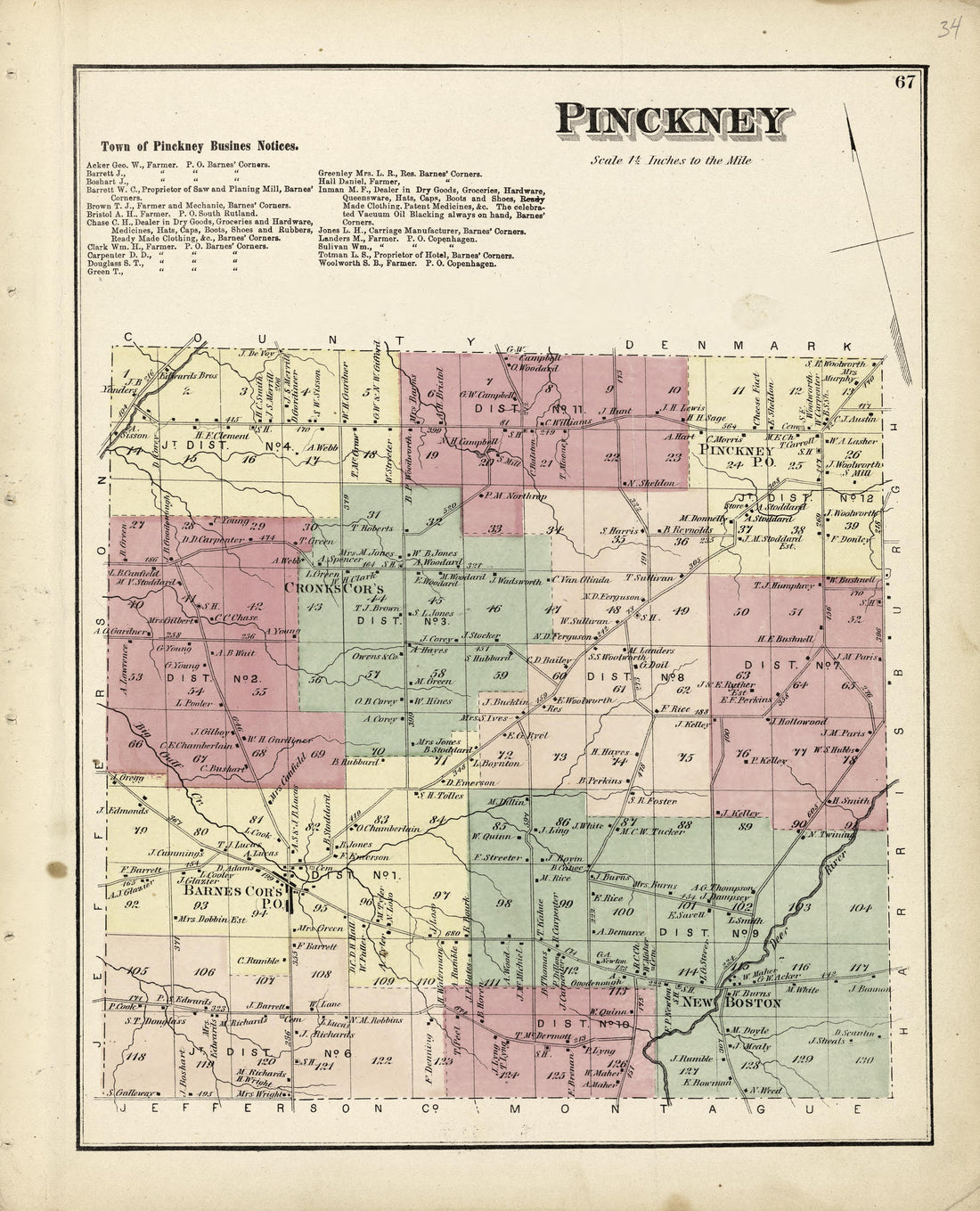 Pinckney from Atlas of Lewis County, New York 1875 by Relic Map Company