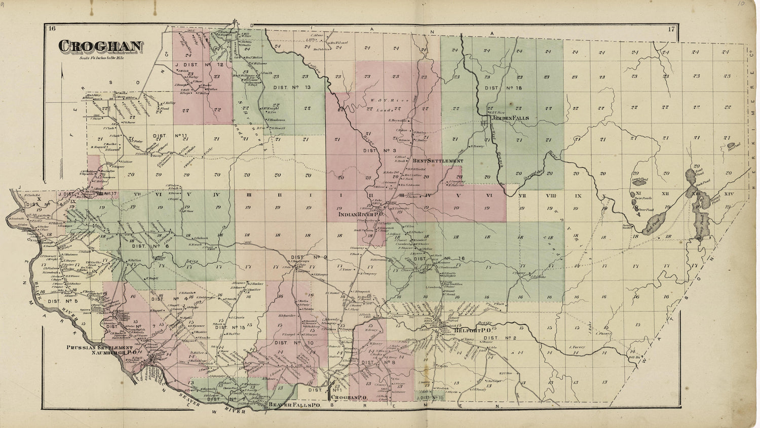 Croghan from Atlas of Lewis County, New York 1875 by Relic Map Company