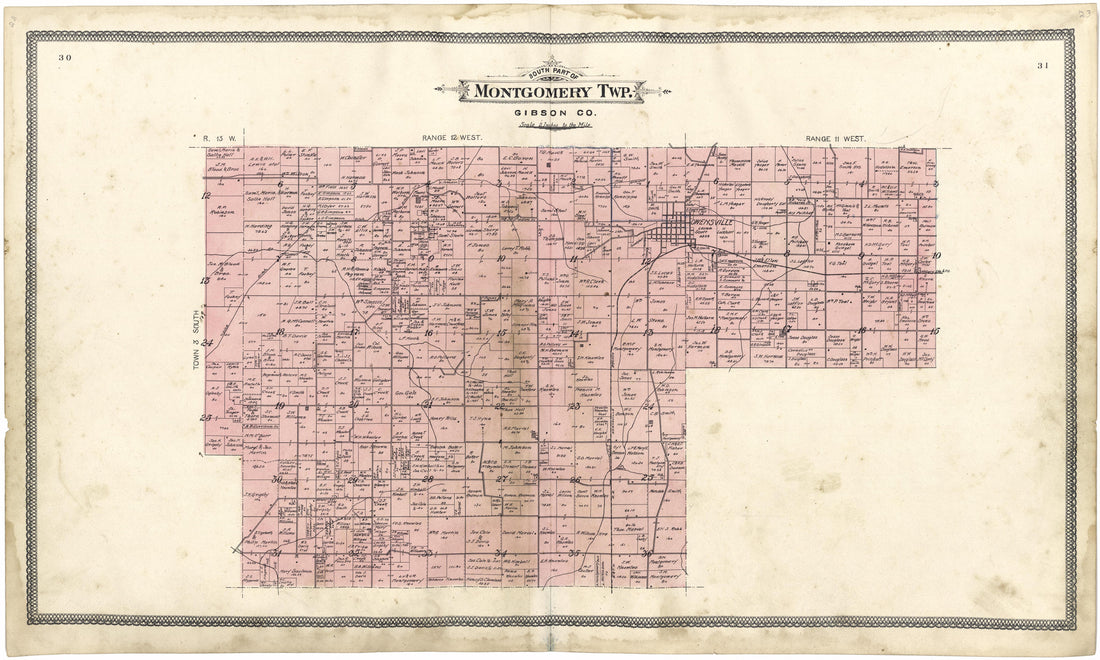 South Part of Montgomery Township from an Illustrated Standard Atlas of Gibson County, Indiana 1899 by Relic Map Company