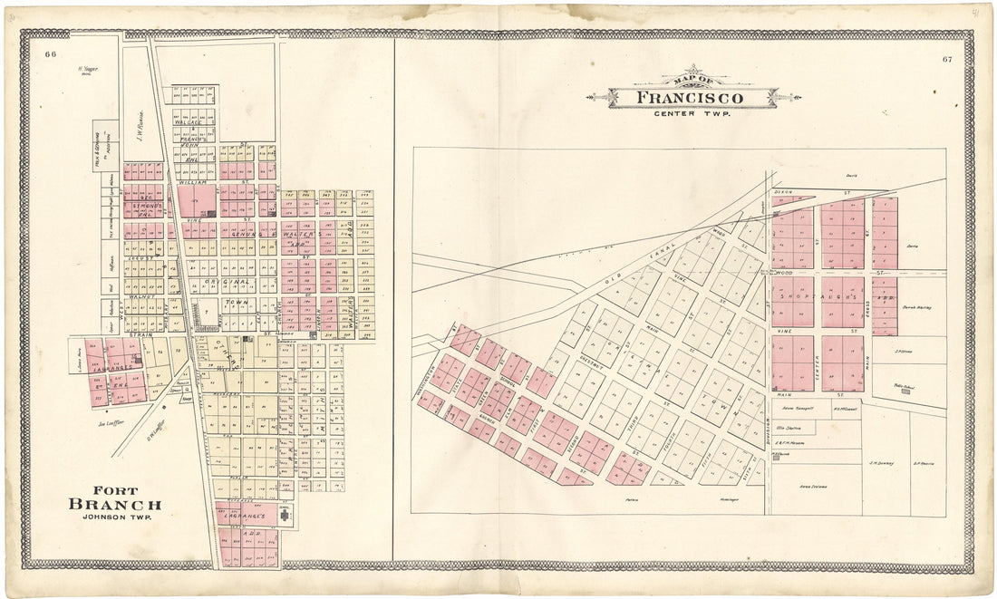 Map of Francisco Township from an Illustrated Standard Atlas of Gibson County, Indiana 1899 by Relic Map Company