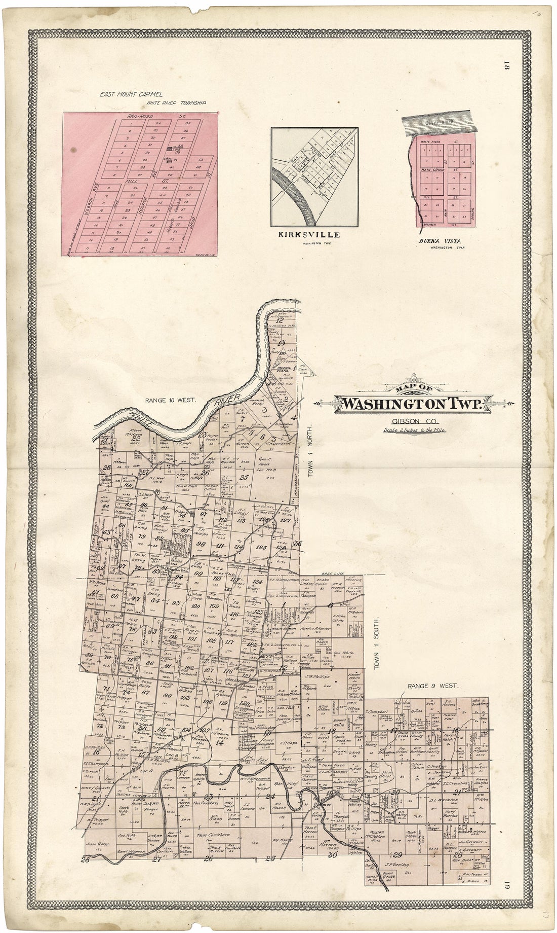 Map of Washington Township from an Illustrated Standard Atlas of Gibson County, Indiana 1899 by Relic Map Company