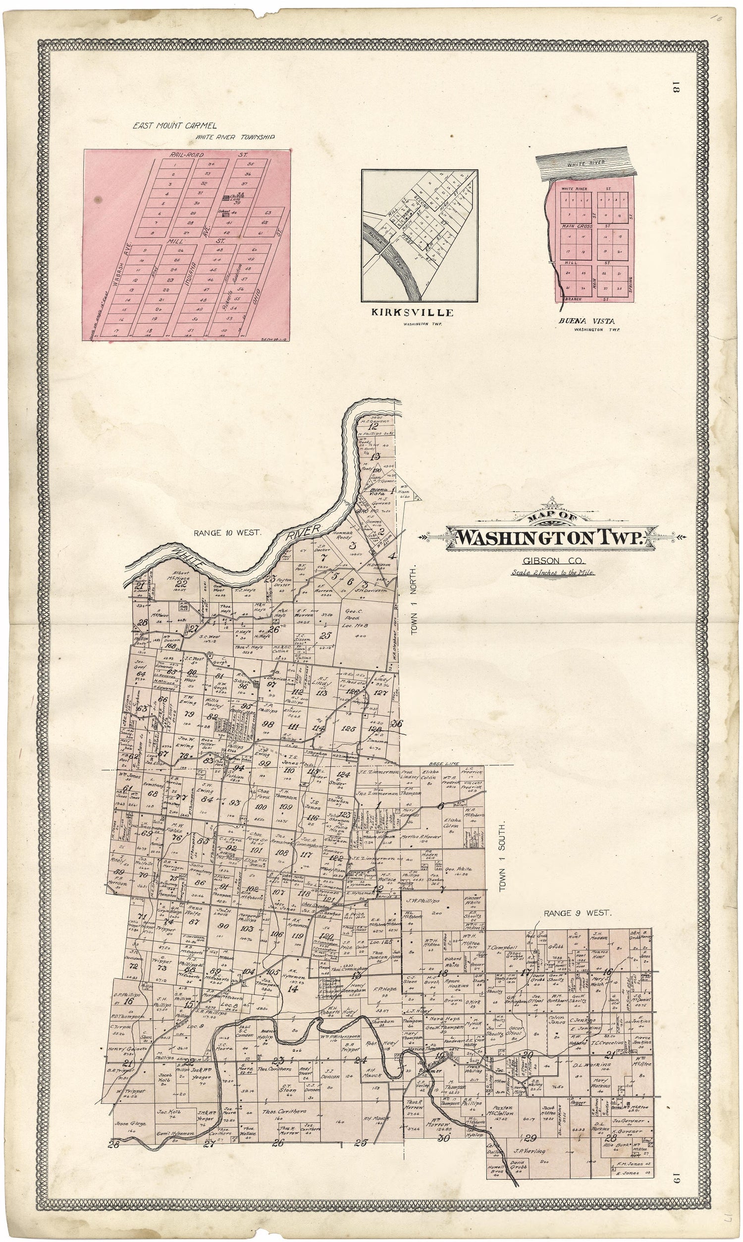 Map of Washington Township from an Illustrated Standard Atlas of Gibson County, Indiana 1899 by Relic Map Company