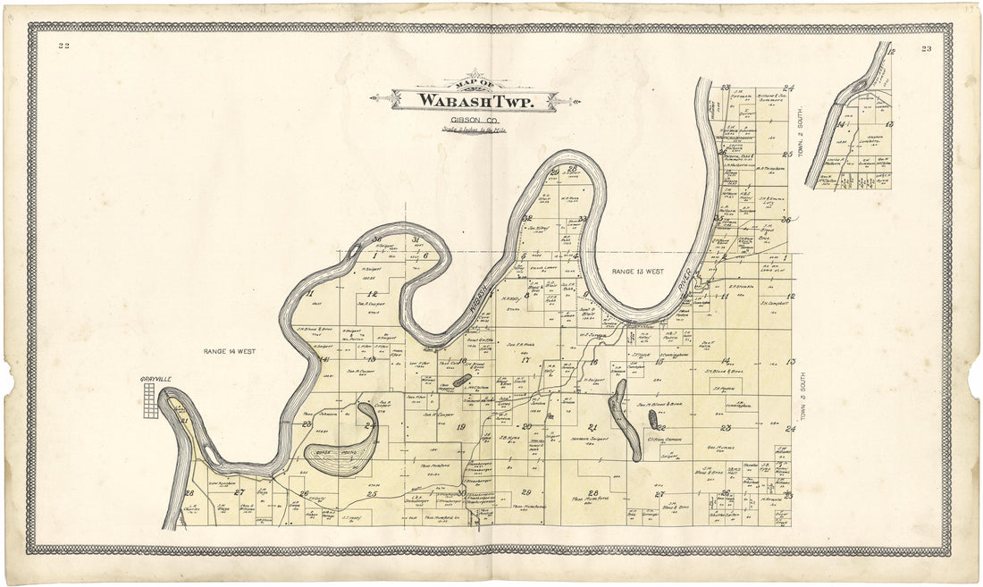 Map of Wabash Township from an Illustrated Standard Atlas of Gibson County, Indiana 1899 by Relic Map Company