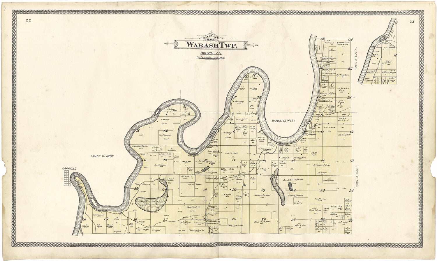 Map of Wabash Township from an Illustrated Standard Atlas of Gibson County, Indiana 1899 by Relic Map Company