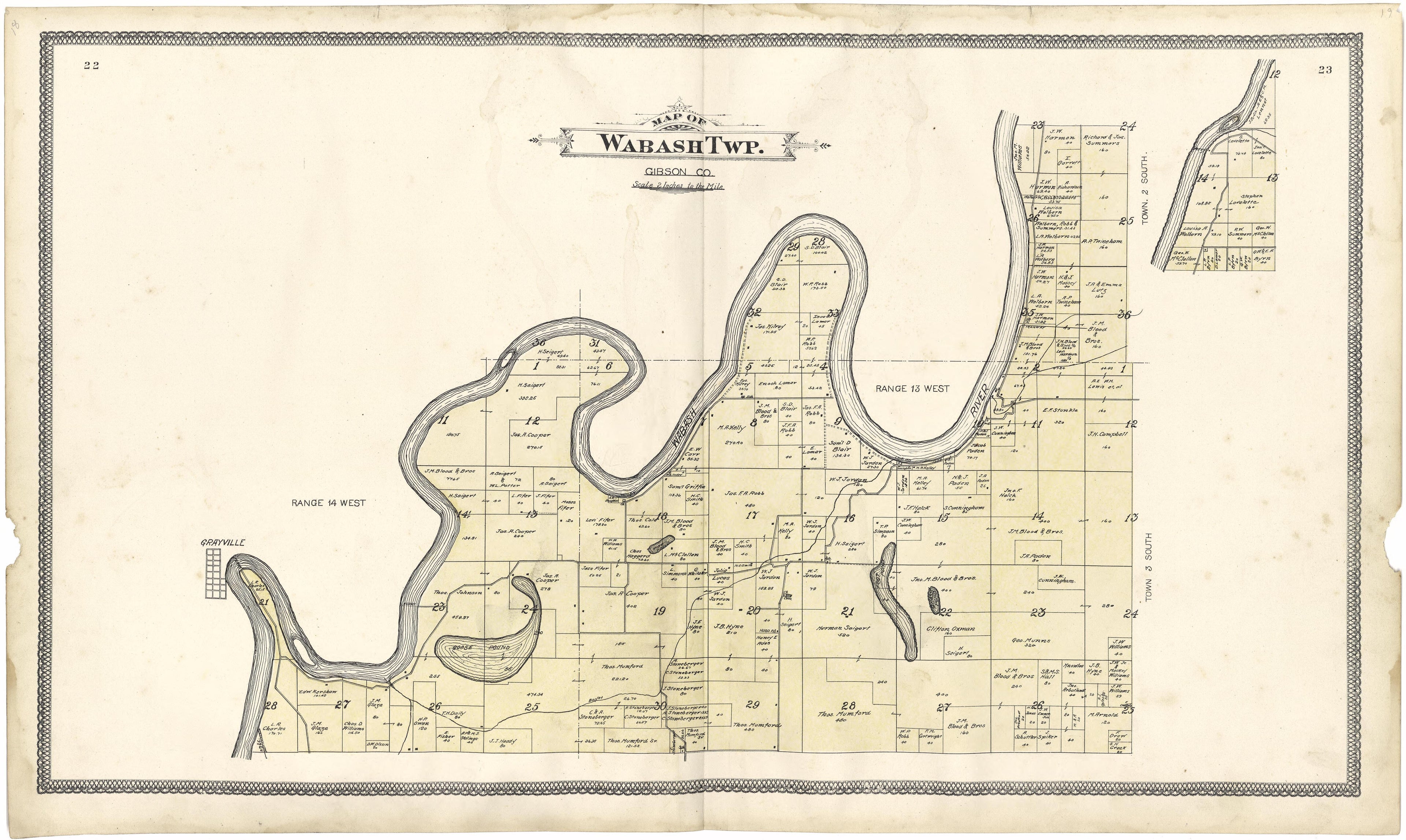 Map of Wabash Township from an Illustrated Standard Atlas of Gibson County, Indiana 1899 by Relic Map Company