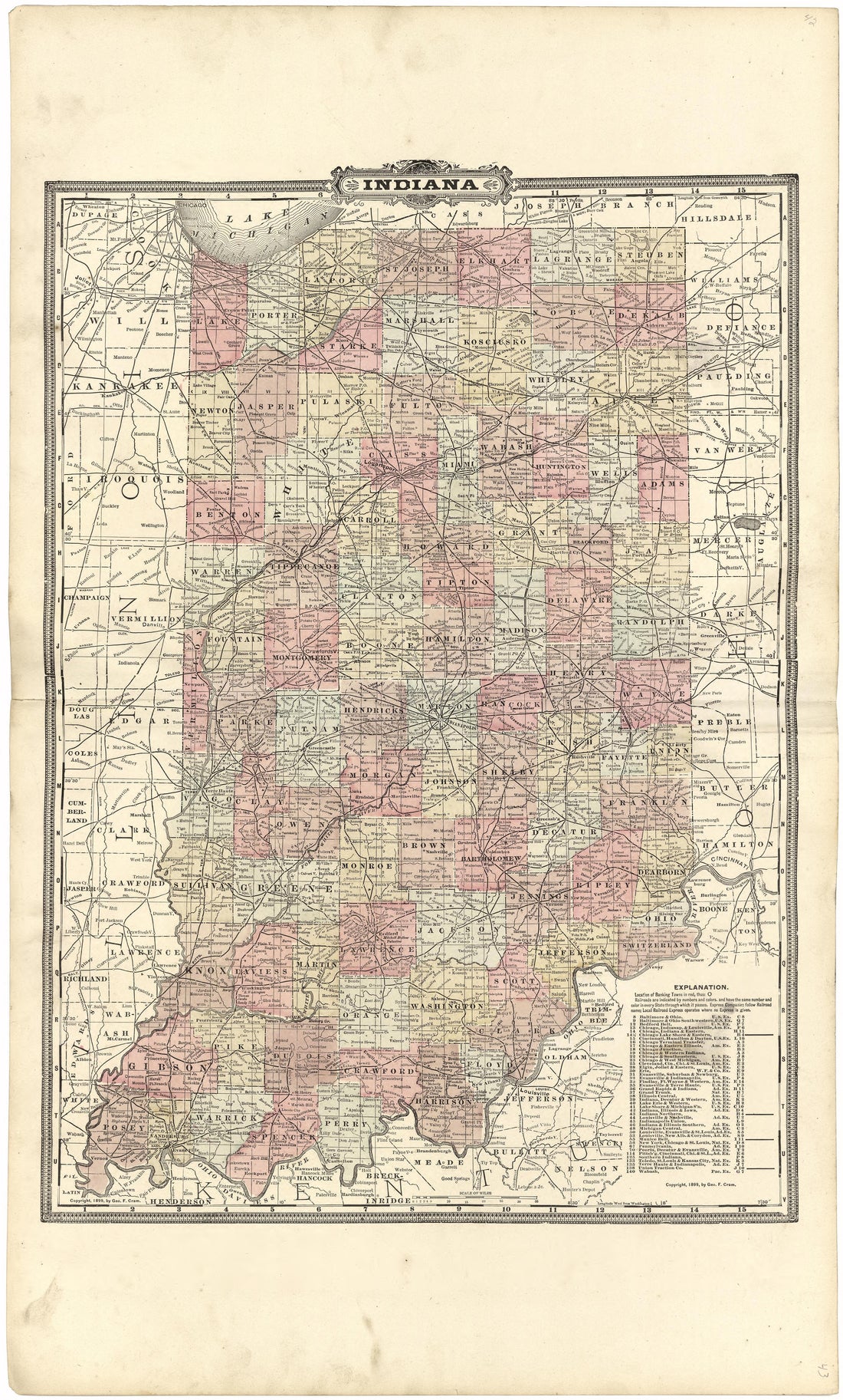 Indiana from an Illustrated Standard Atlas of Gibson County, Indiana 1899 by Relic Map Company