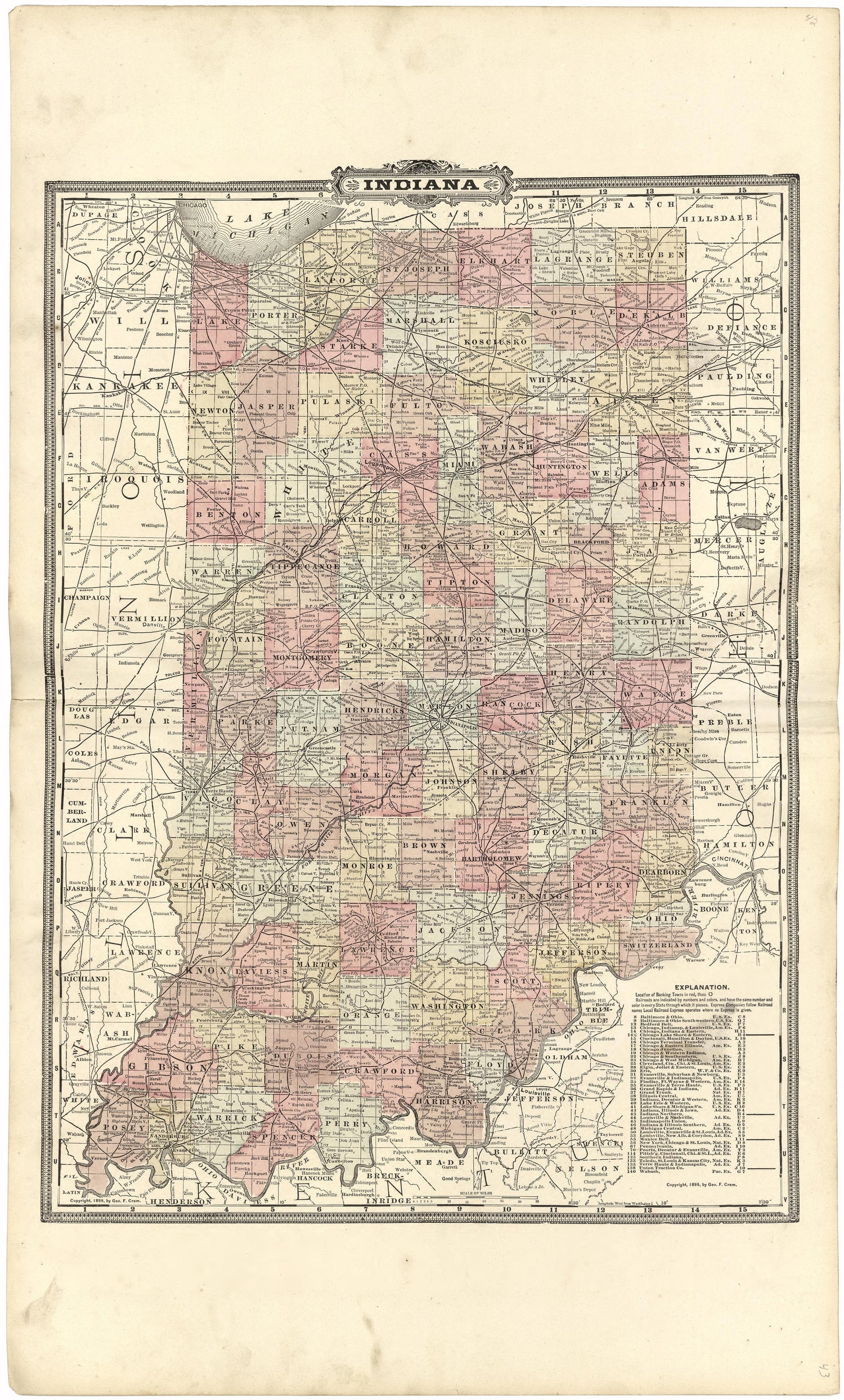 Indiana from an Illustrated Standard Atlas of Gibson County, Indiana 1899 by Relic Map Company