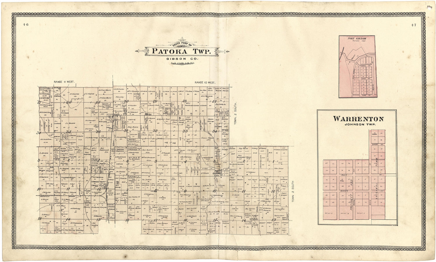 South Part of Patoka Township from an Illustrated Standard Atlas of Gibson County, Indiana 1899 by Relic Map Company