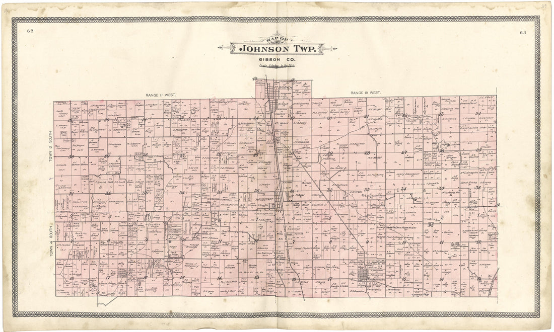 Map of Johnson Township from an Illustrated Standard Atlas of Gibson County, Indiana 1899 by Relic Map Company