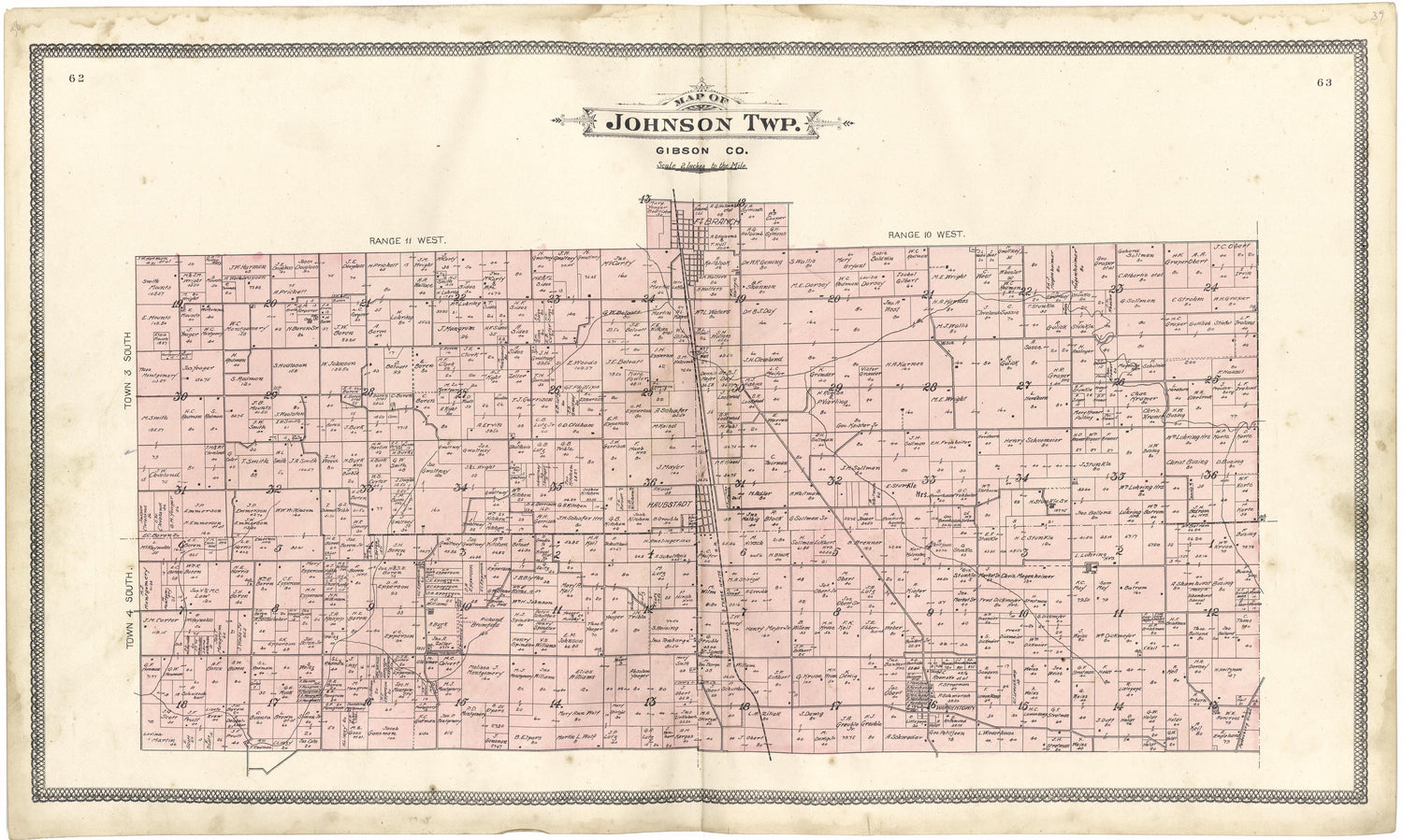 Map of Johnson Township from an Illustrated Standard Atlas of Gibson County, Indiana 1899 by Relic Map Company