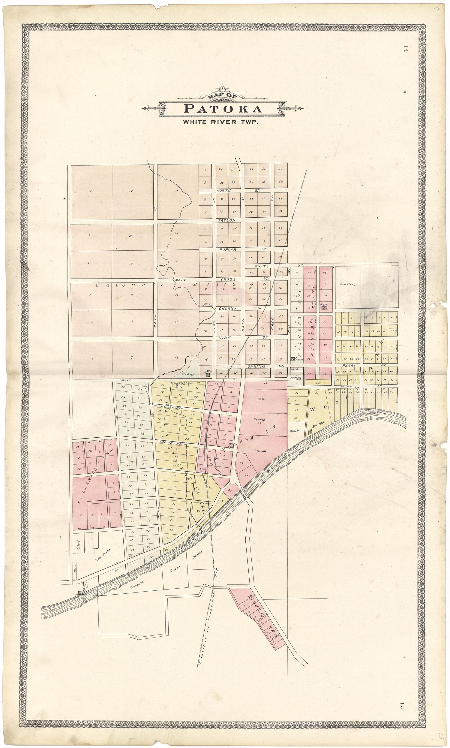 Map of Patoka from an Illustrated Standard Atlas of Gibson County, Indiana 1899 by Relic Map Company
