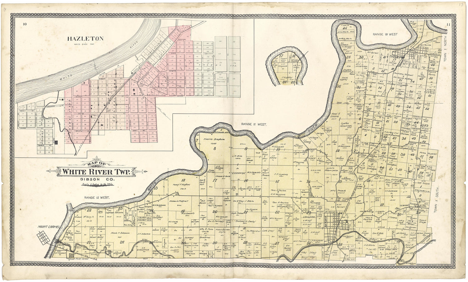 Map of White River Township from an Illustrated Standard Atlas of Gibson County, Indiana 1899 by Relic Map Company
