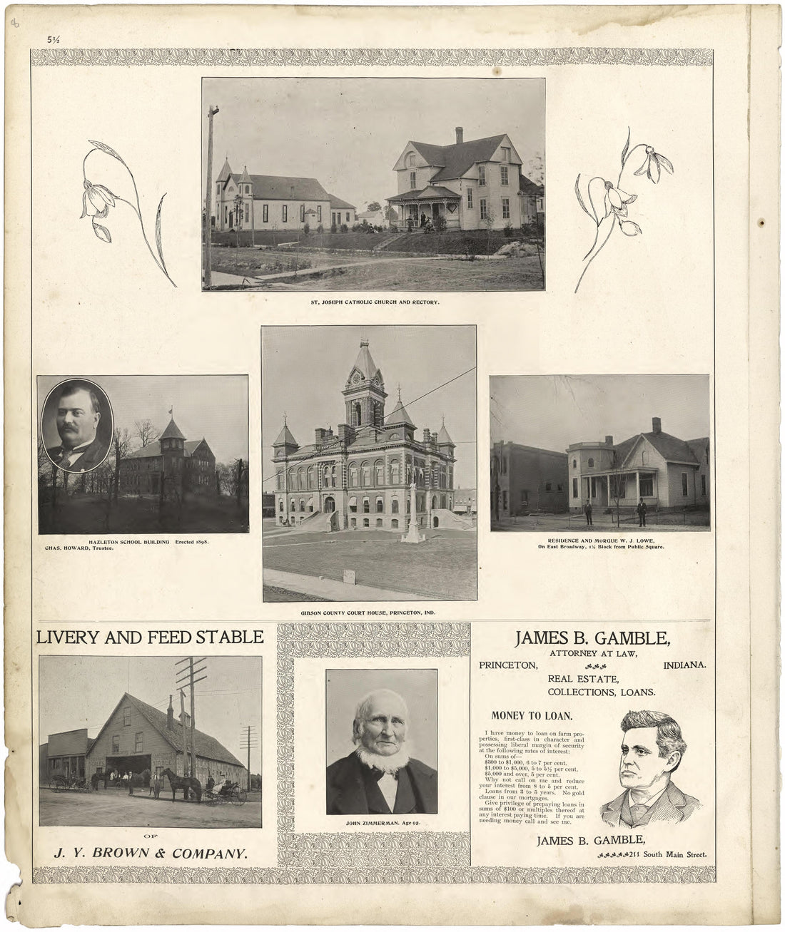Illustrations of Residences and Buildings from an Illustrated Standard Atlas of Gibson County, Indiana 1899 by Relic Map Company