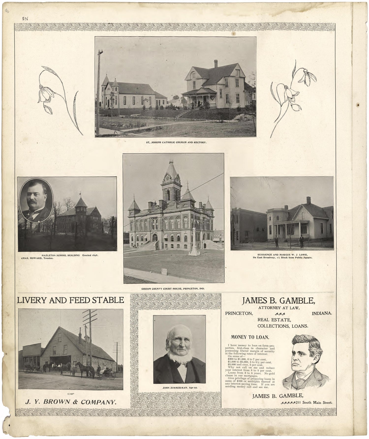 Illustrations of Residences and Buildings from an Illustrated Standard Atlas of Gibson County, Indiana 1899 by Relic Map Company