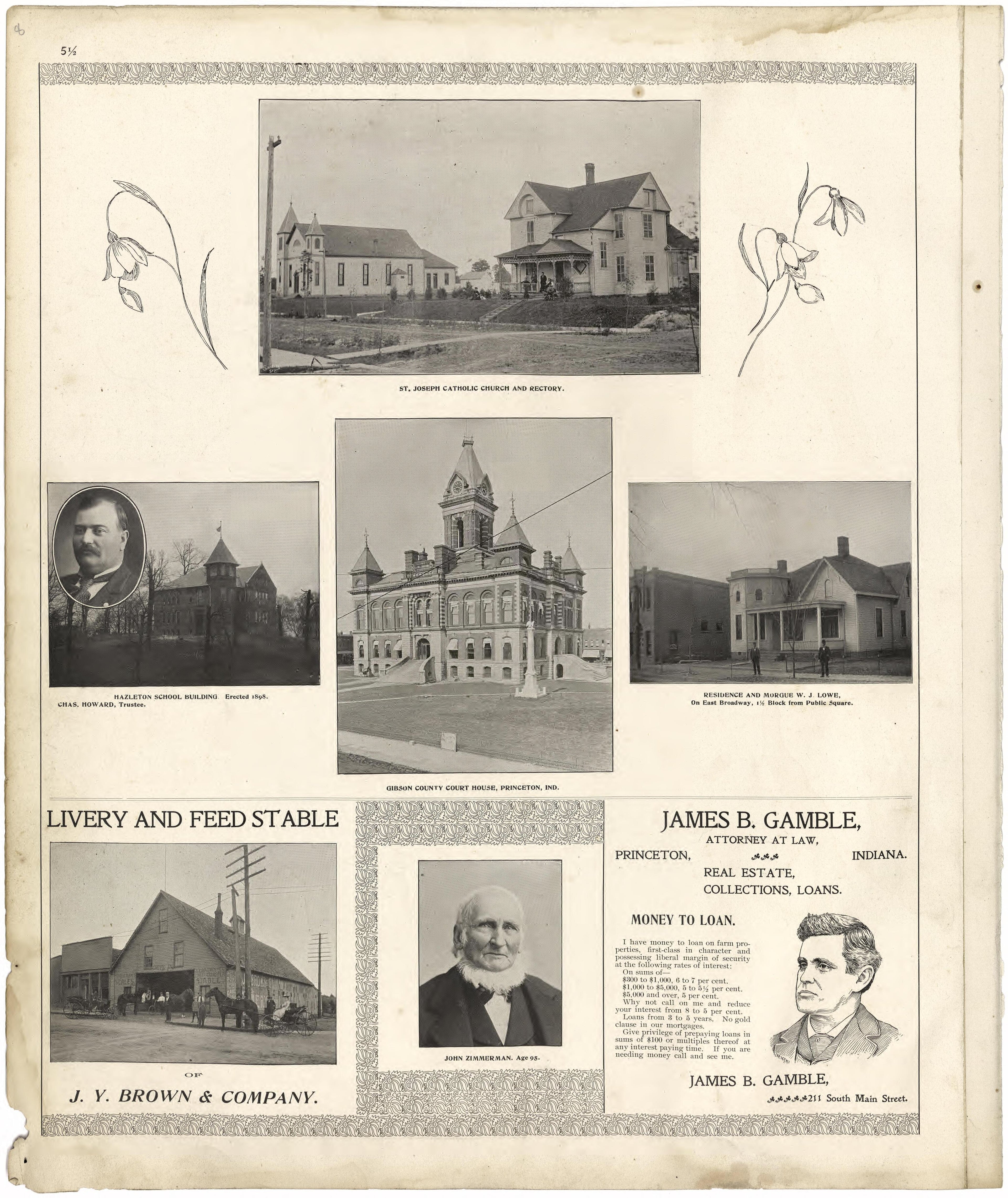 Illustrations of Residences and Buildings from an Illustrated Standard Atlas of Gibson County, Indiana 1899 by Relic Map Company