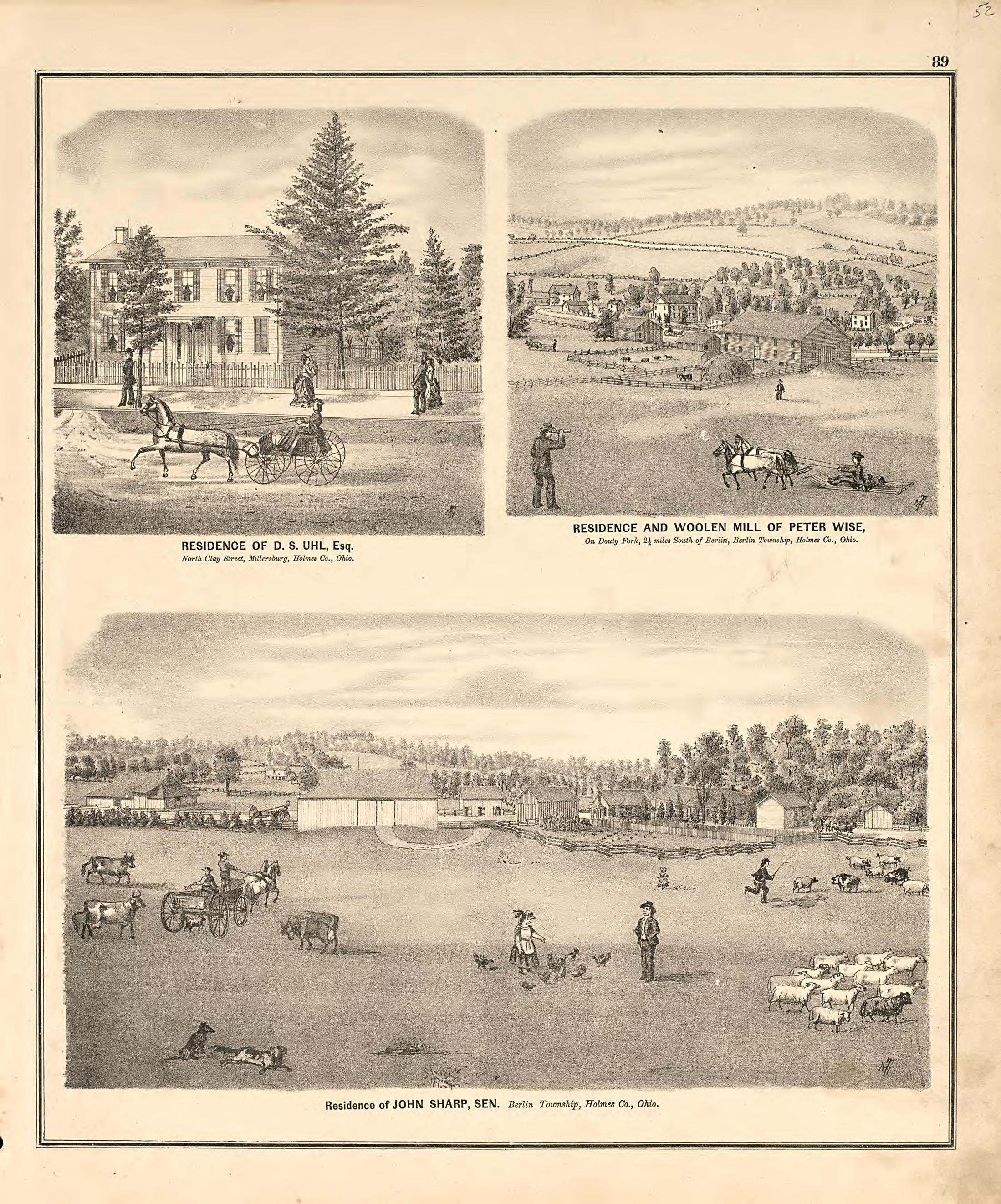 This old map of Holmes County, Ohio,  was created by Arms, C. T.|Caldwell, J. A. (Joseph A.)|Cring, Henry|Gasche, C. (Charles)|H.J. Toudy &amp; Co|Howland, H. G.|Worley &amp; Bracher in 1875