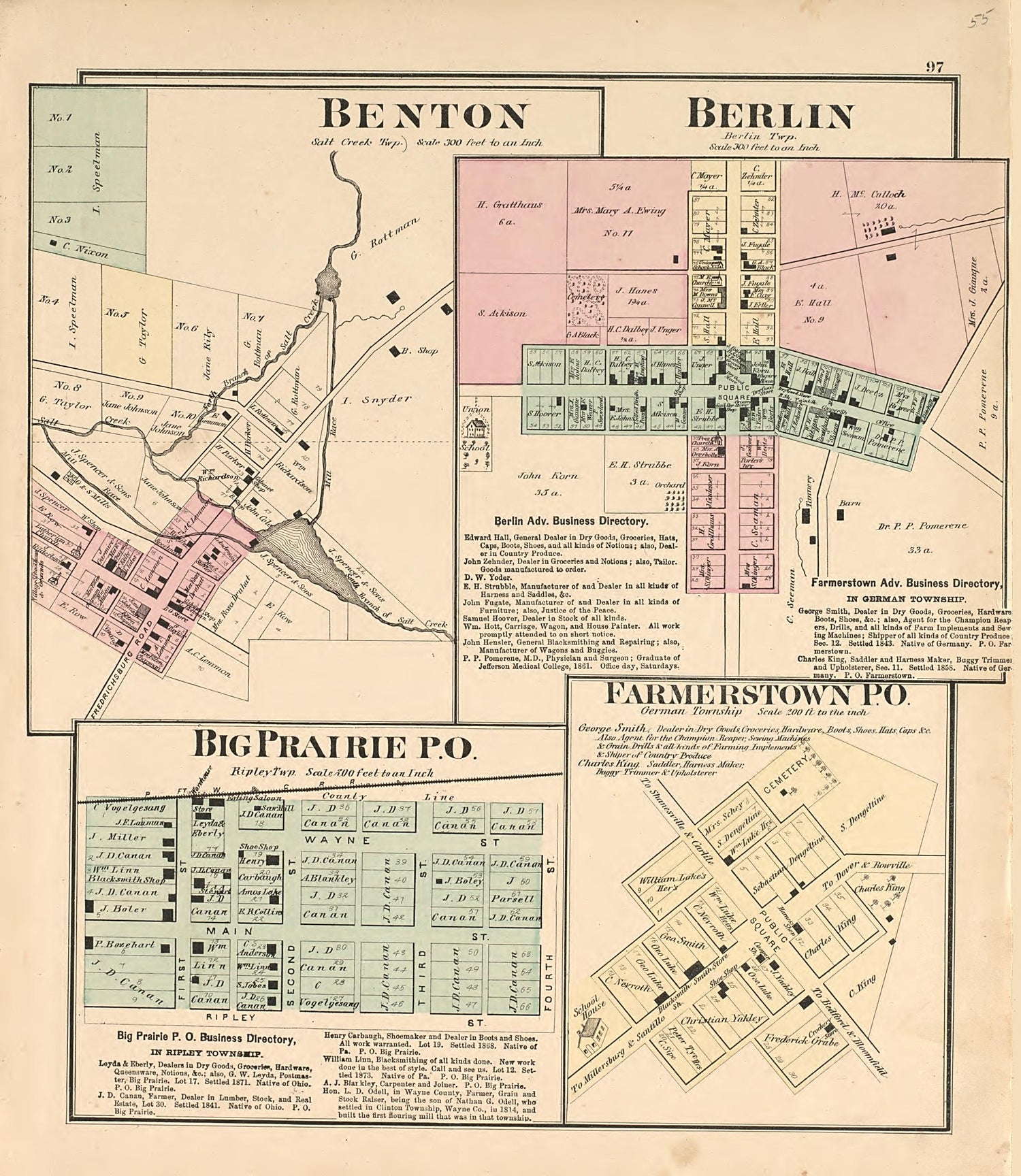 Benton - Berlin - Big Prairie P.O. - Farmerstown P.O. from Caldwell&