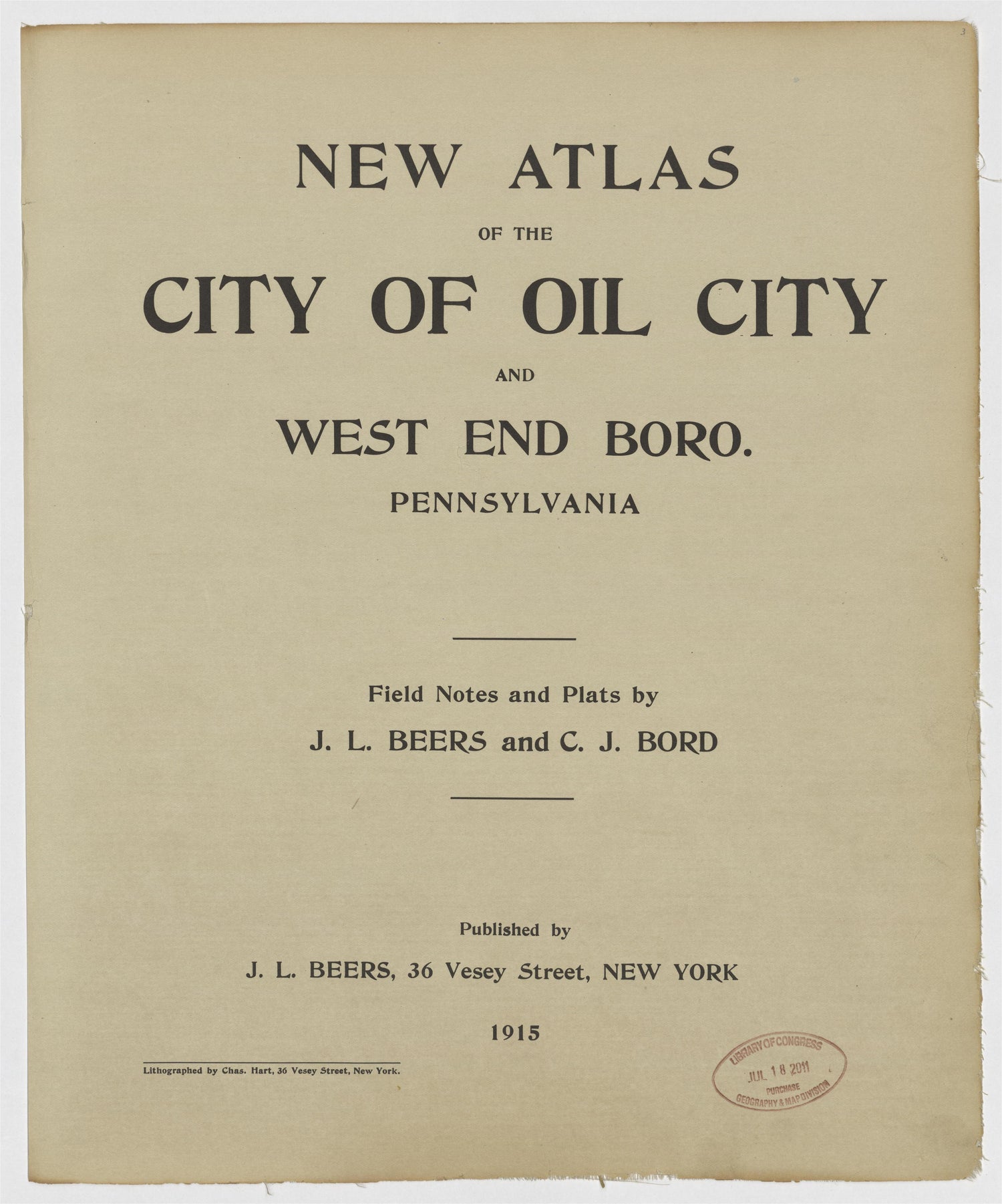 This old map of Howard County, Missouri, Oil City, Pennsylvania,  was created by Beers, J. L.|Bord, C. J.|Hart, Chas. (Charles) in 1915