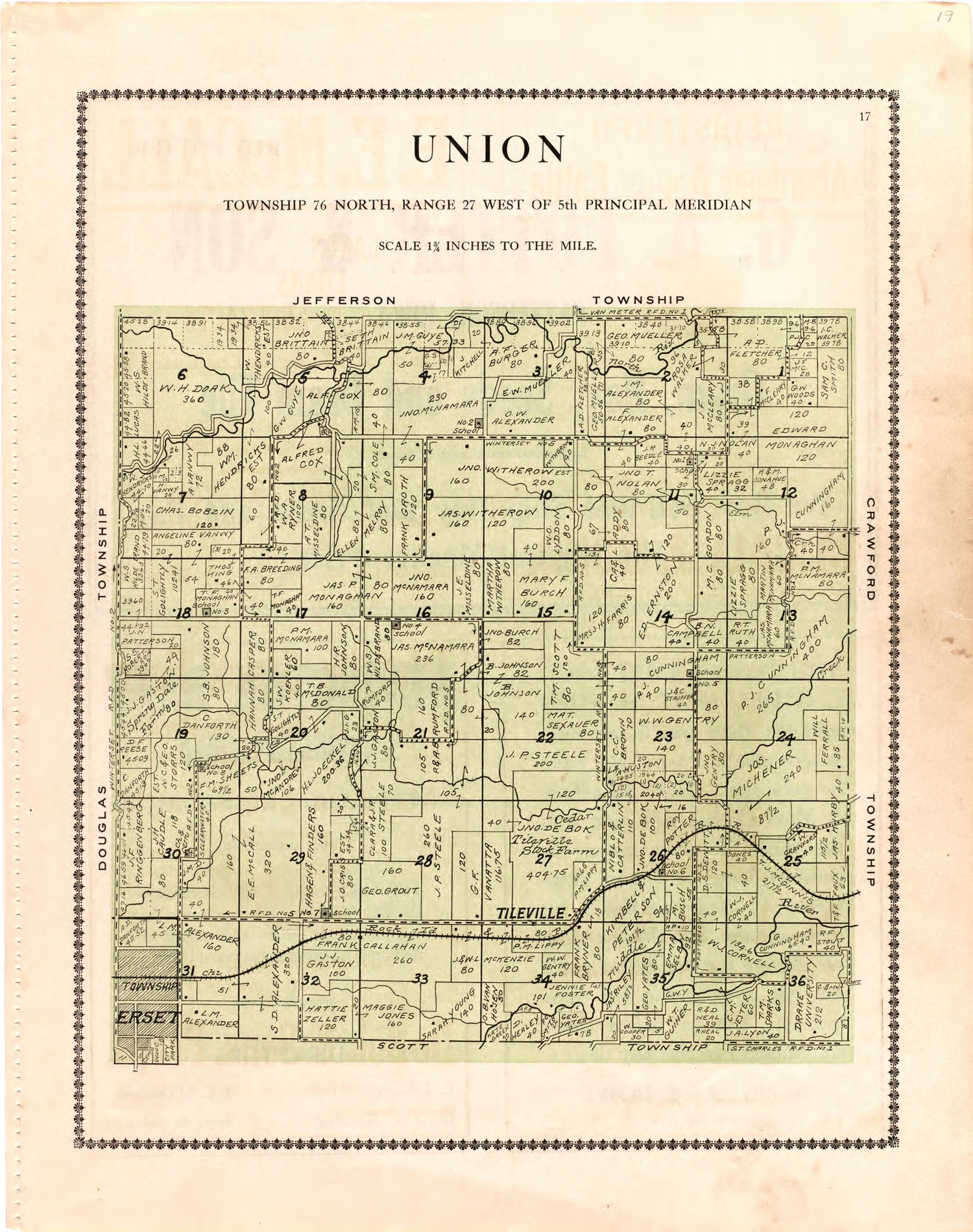Union from Atlas of Madison County, Iowa 1912 by Relic Map Company